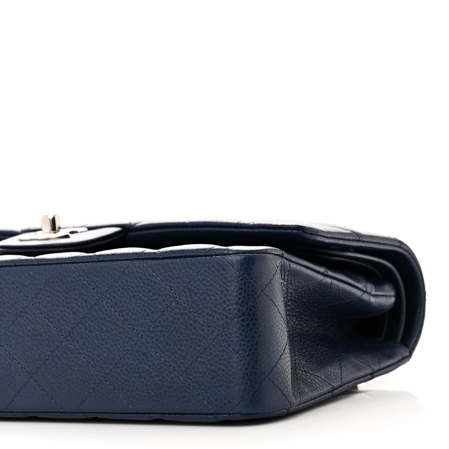 Caviar Quilted Medium Double Flap Blue