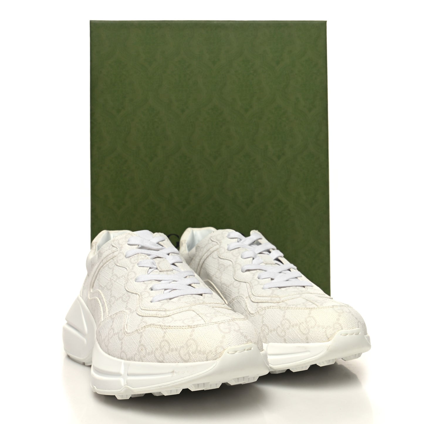 GG Supreme Monogram Mens Rhyton Sneakers 8 White
