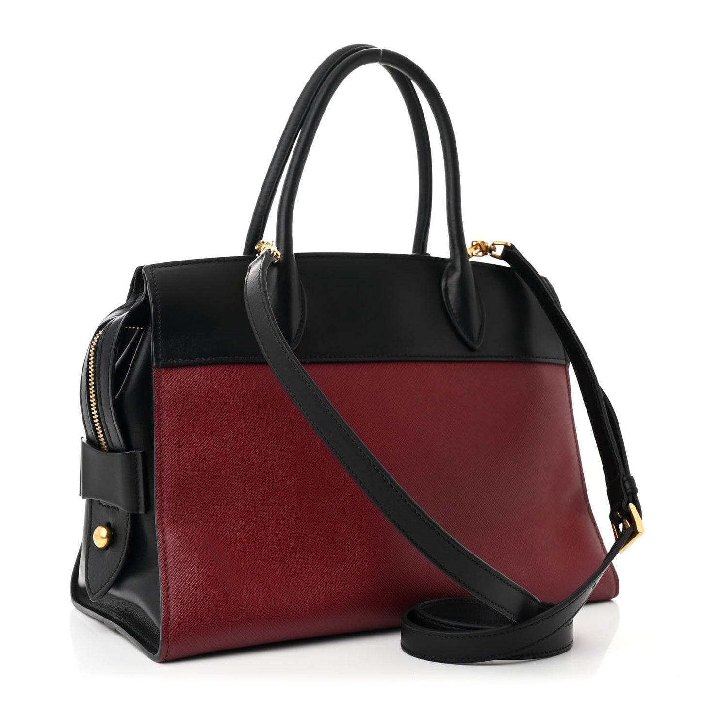 Saffiano City Calfskin Small Esplanade Tote Fuoco Black