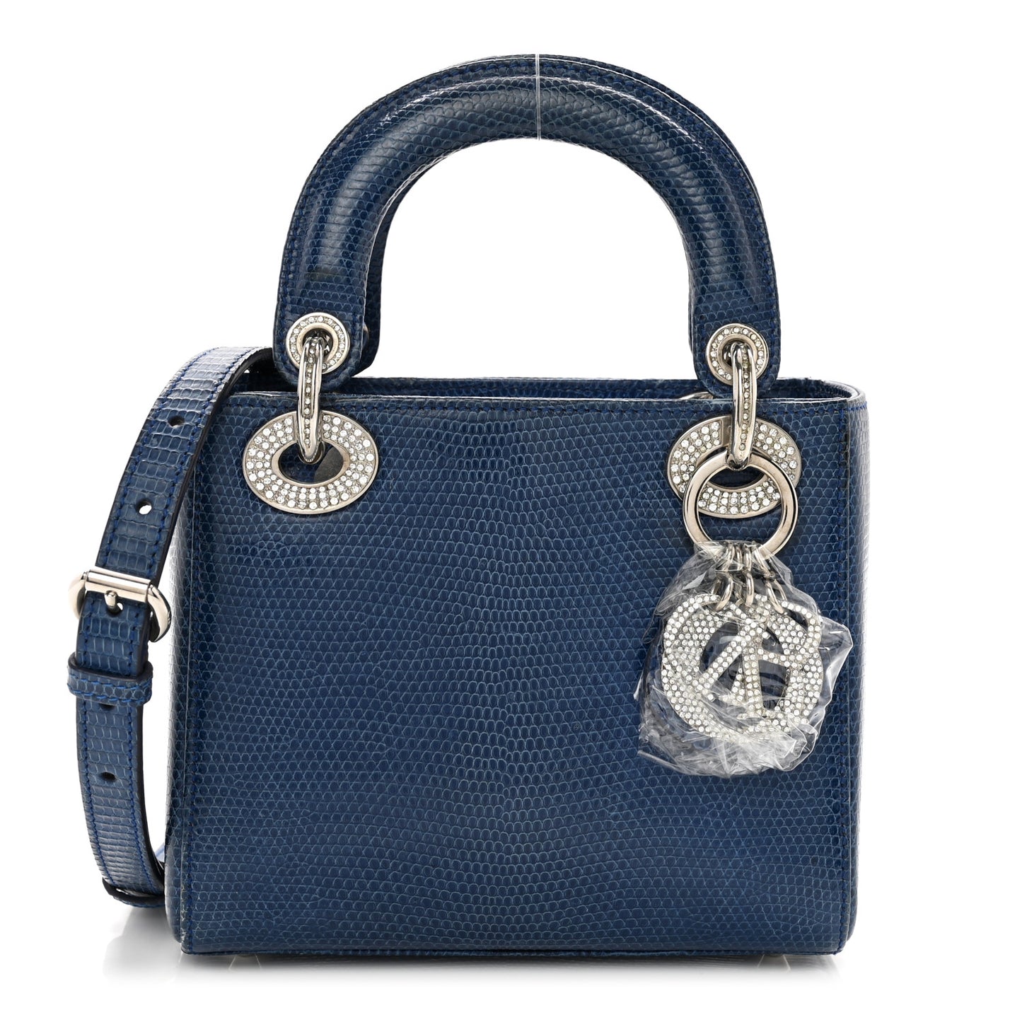 Lizard Swarovski Crystal Mini Lady Dior Blue