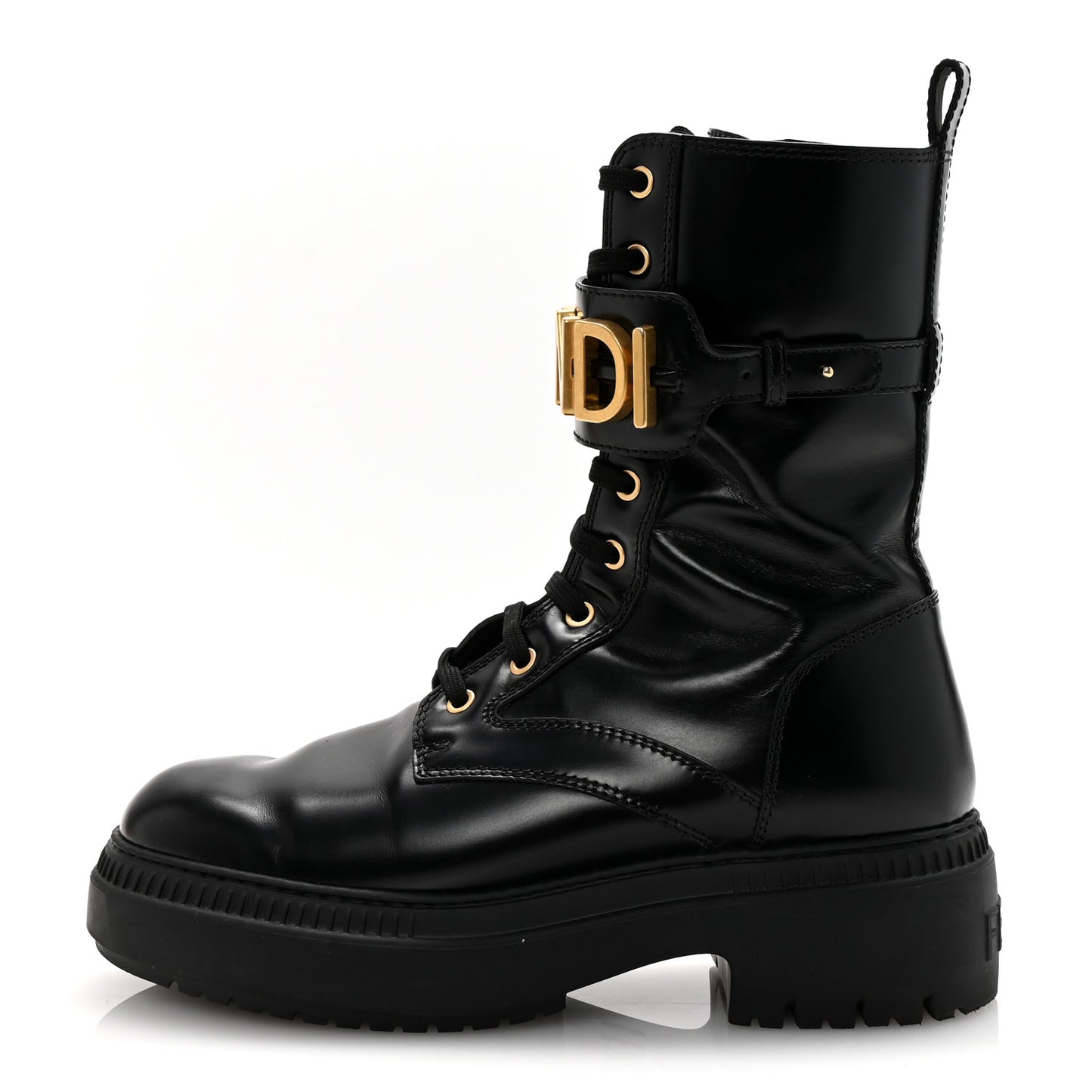 Vitello Abrasivato Fendigraphy 50mm Biker Boots 39.5 Black