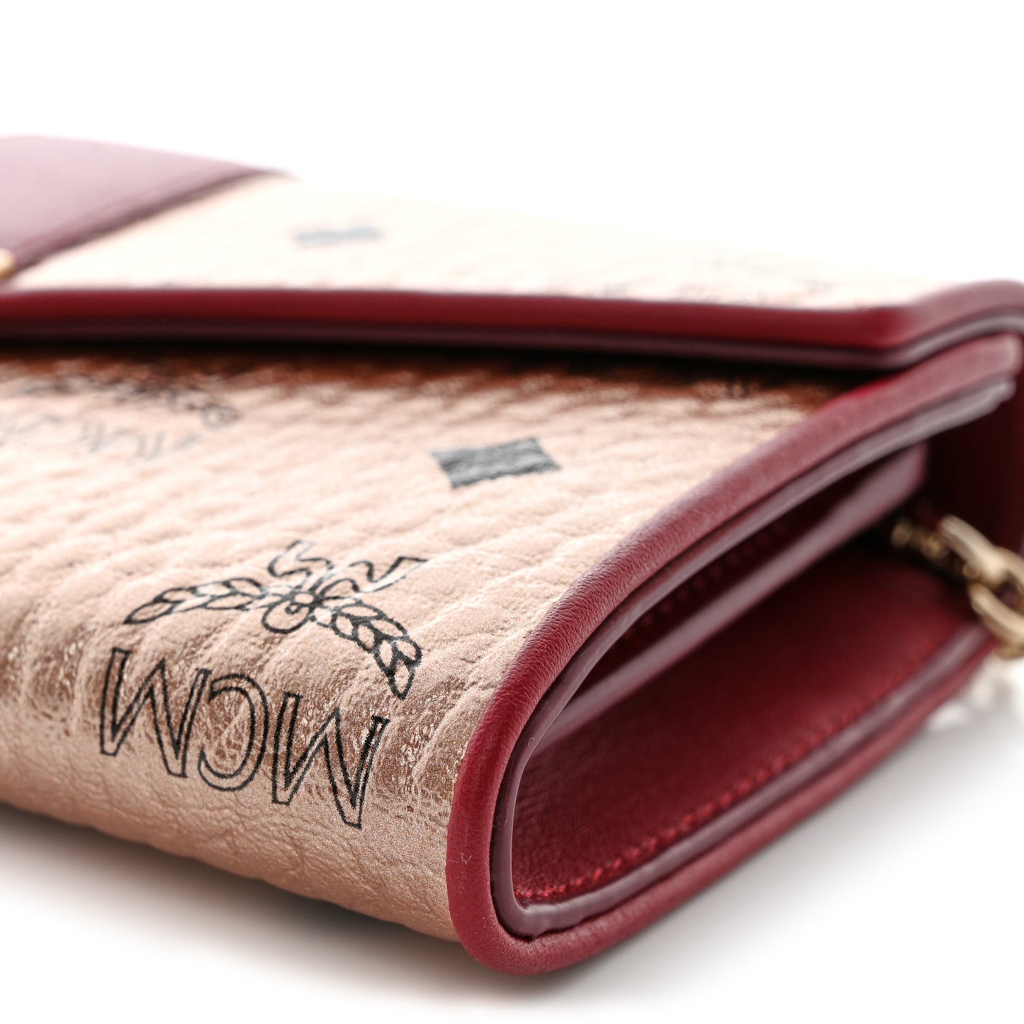 Metallic Visetos Patricia Wallet On Chain Red Champagne Gold