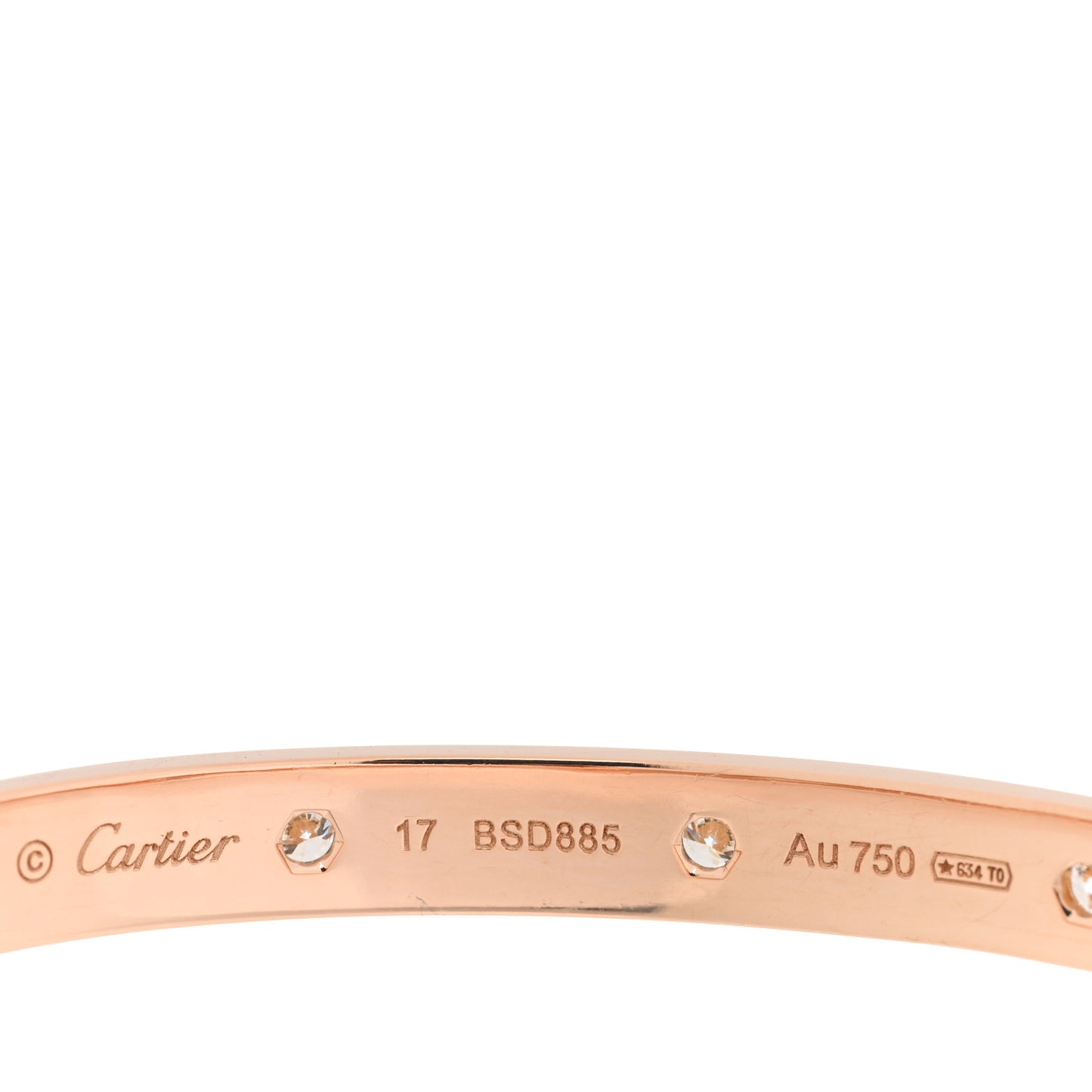 18K Pink Gold 10 Diamond LOVE Bracelet 17