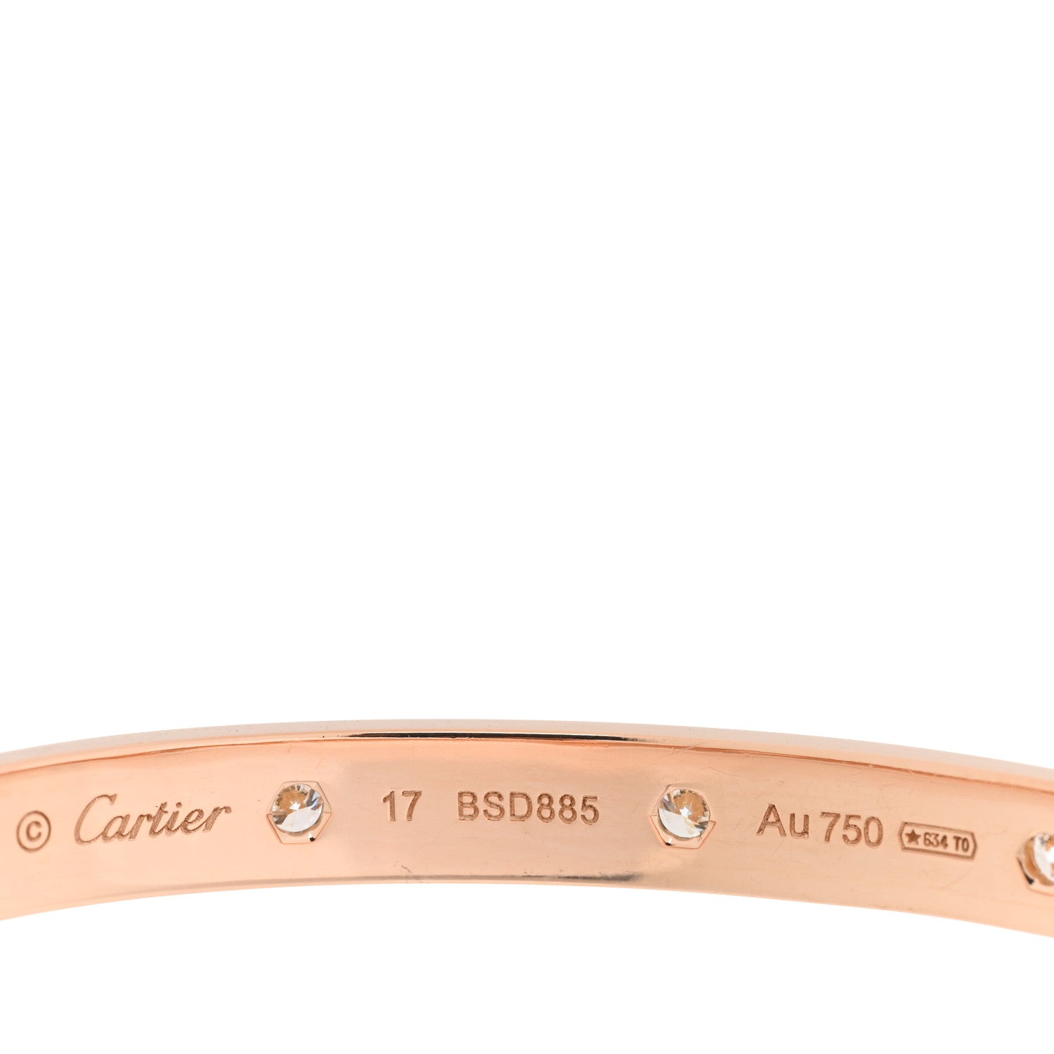 Cartier 18K Pink Gold 10 Diamond LOVE Bracelet 17 4 of 7