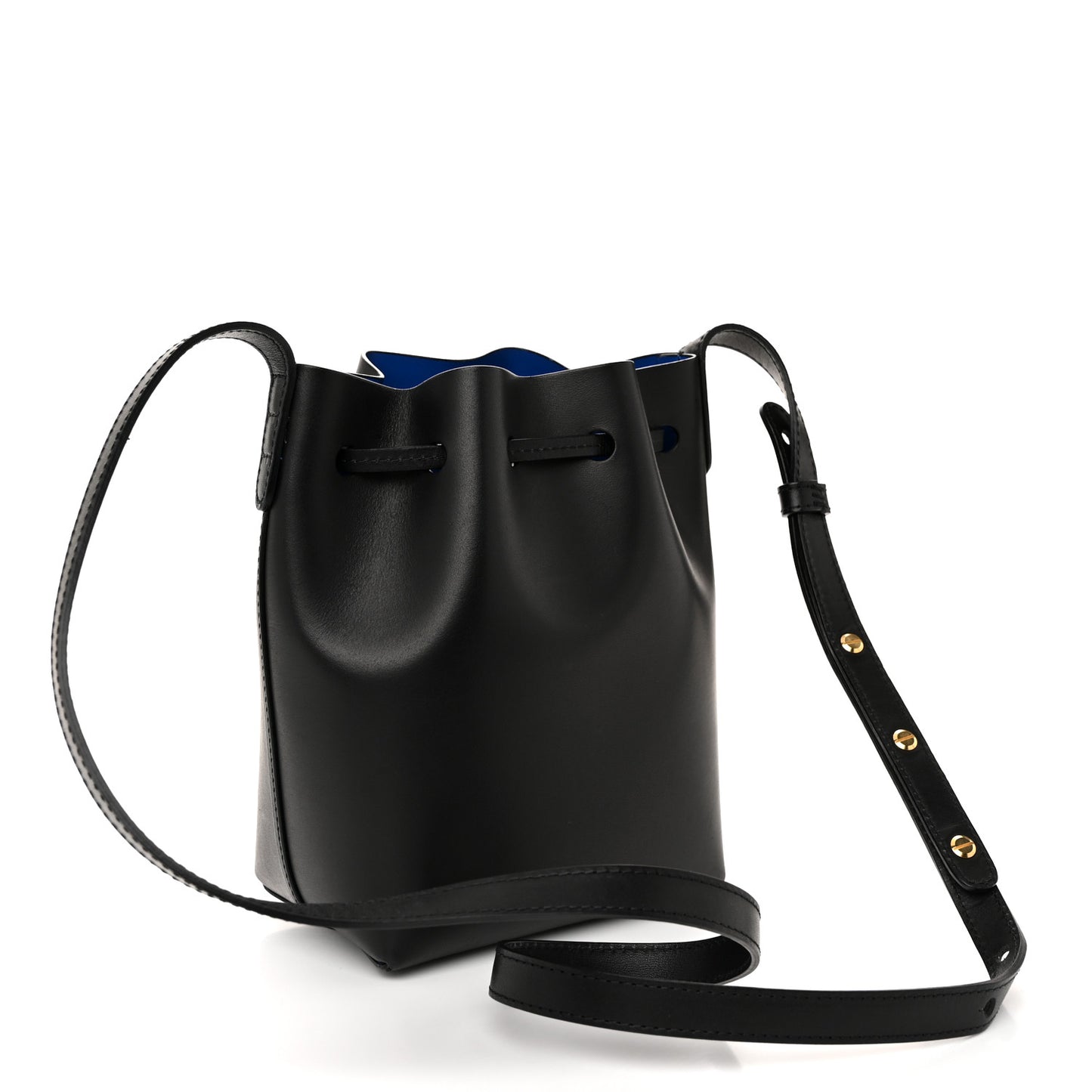 Calfskin Mini Mini Bucket Bag Black Royal Blu