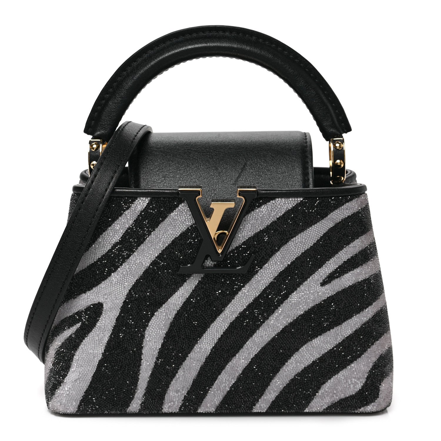 さなちゃん☆ Louis Vuitton ブラック レディースピーコート Louis Vuitton Swarovski Calfskin Capucines Mini Zebra 1279795