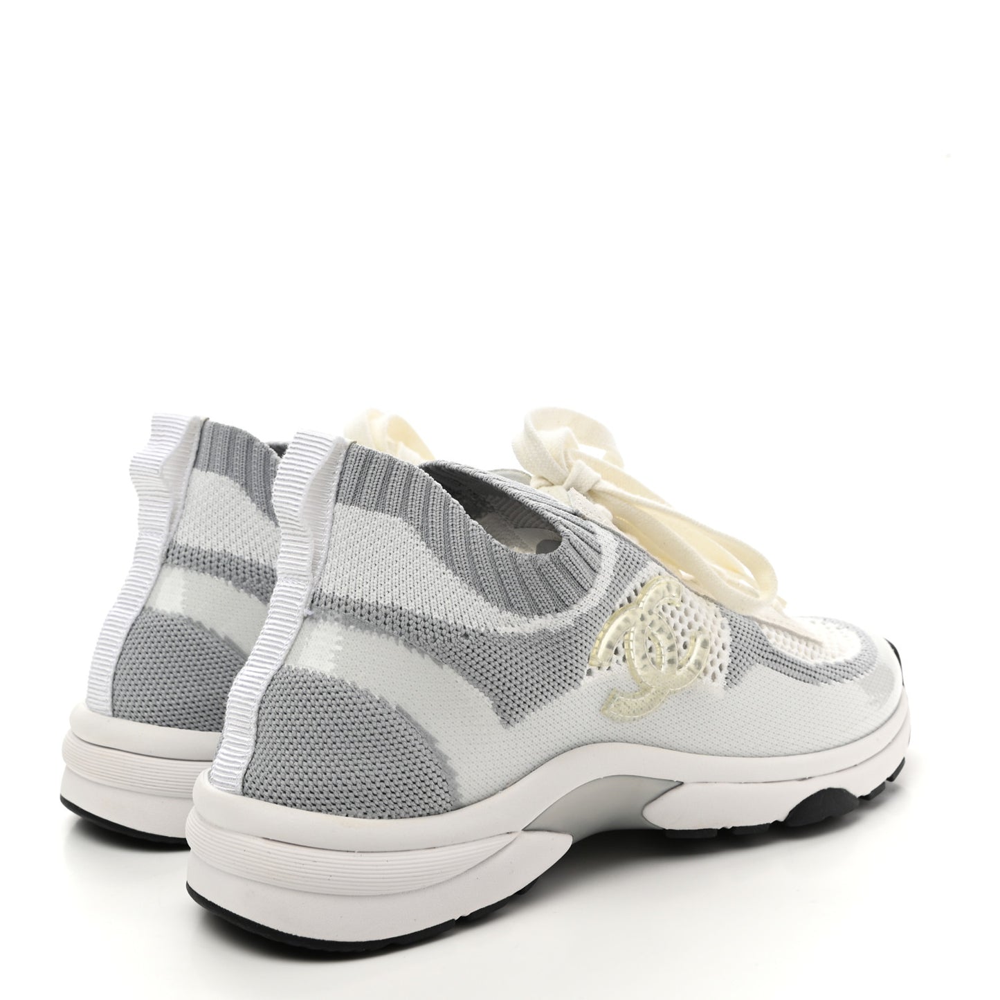 Mesh Fabric Womens CC Sneakers 36.5 White Grey