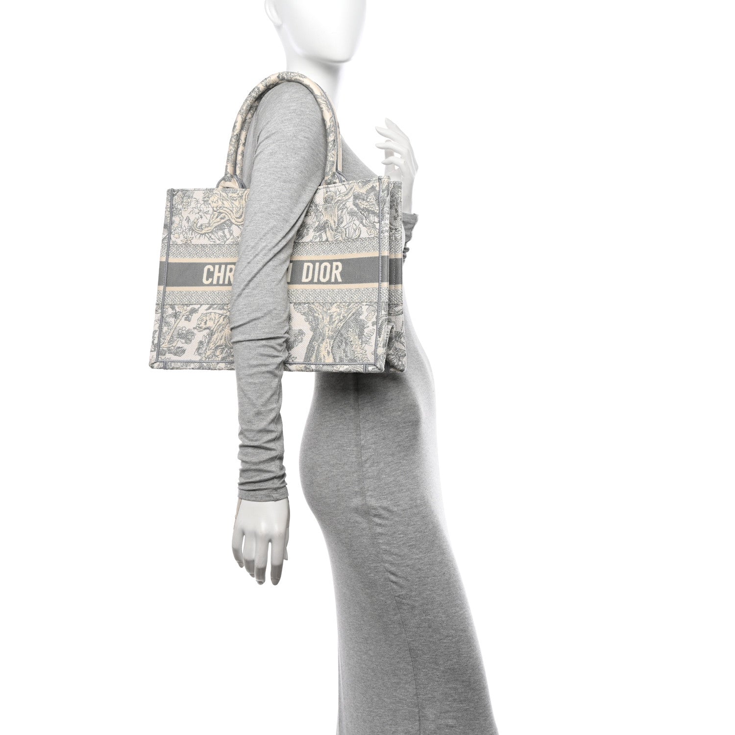 Christian Dior Canvas Embroidered Medium Dioriviera Toile De Jouy Book Tote Gray 2 of 11