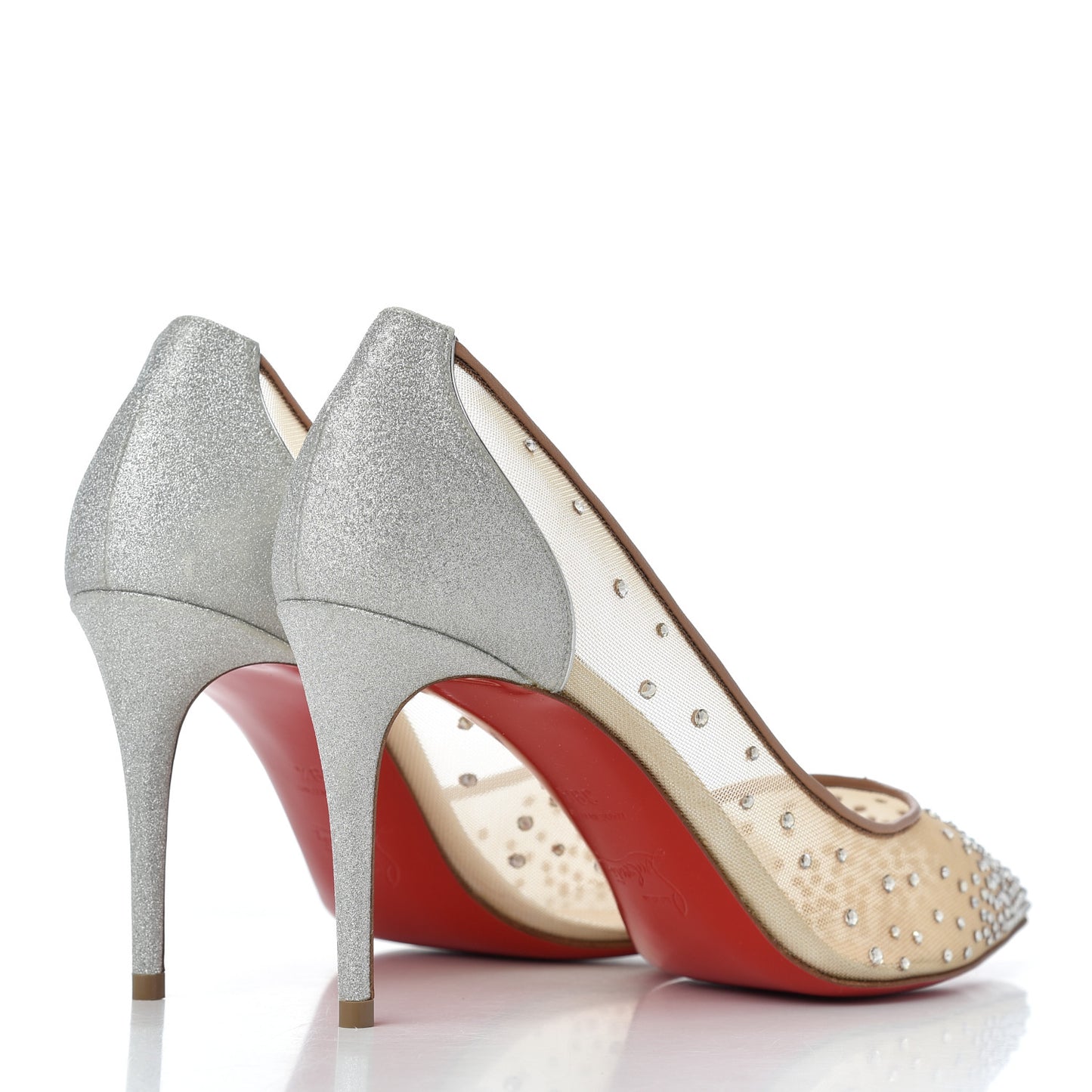 Rete Glitter Mini Specchio Strass Follies 85 Pumps 39.5 Version Silver