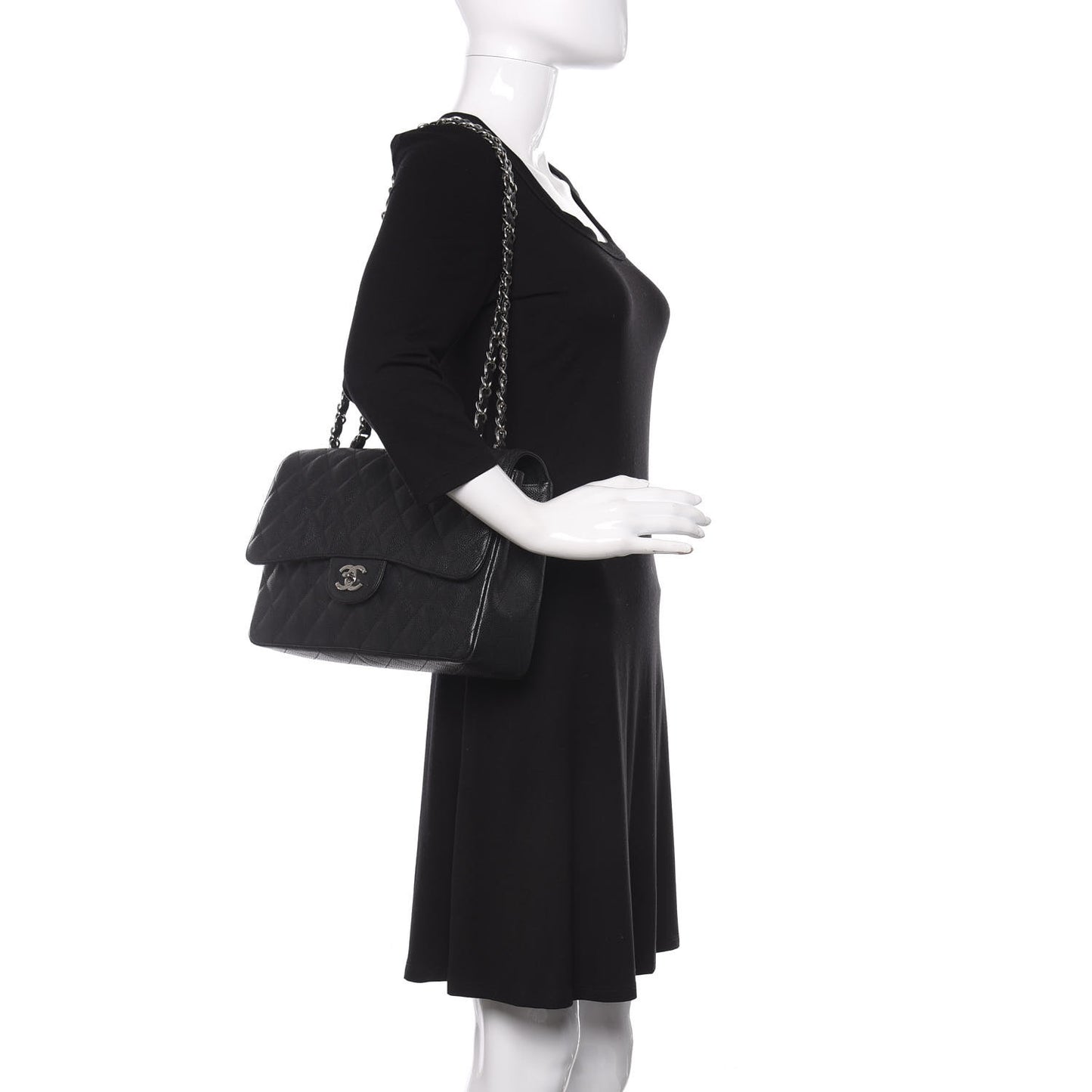 Caviar Quilted Jumbo Single Flap Black