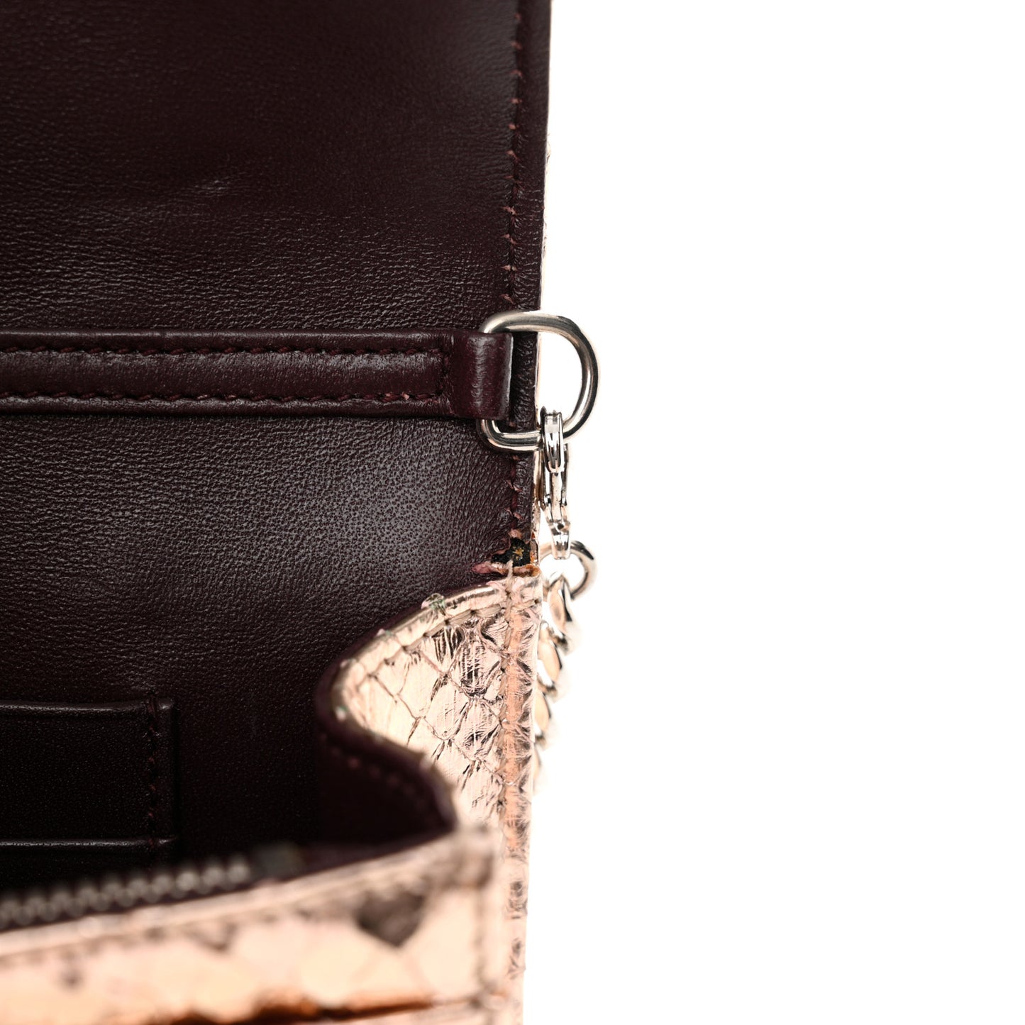 Snakeskin Diorama Wallet on Chain Pouch Rose Gold