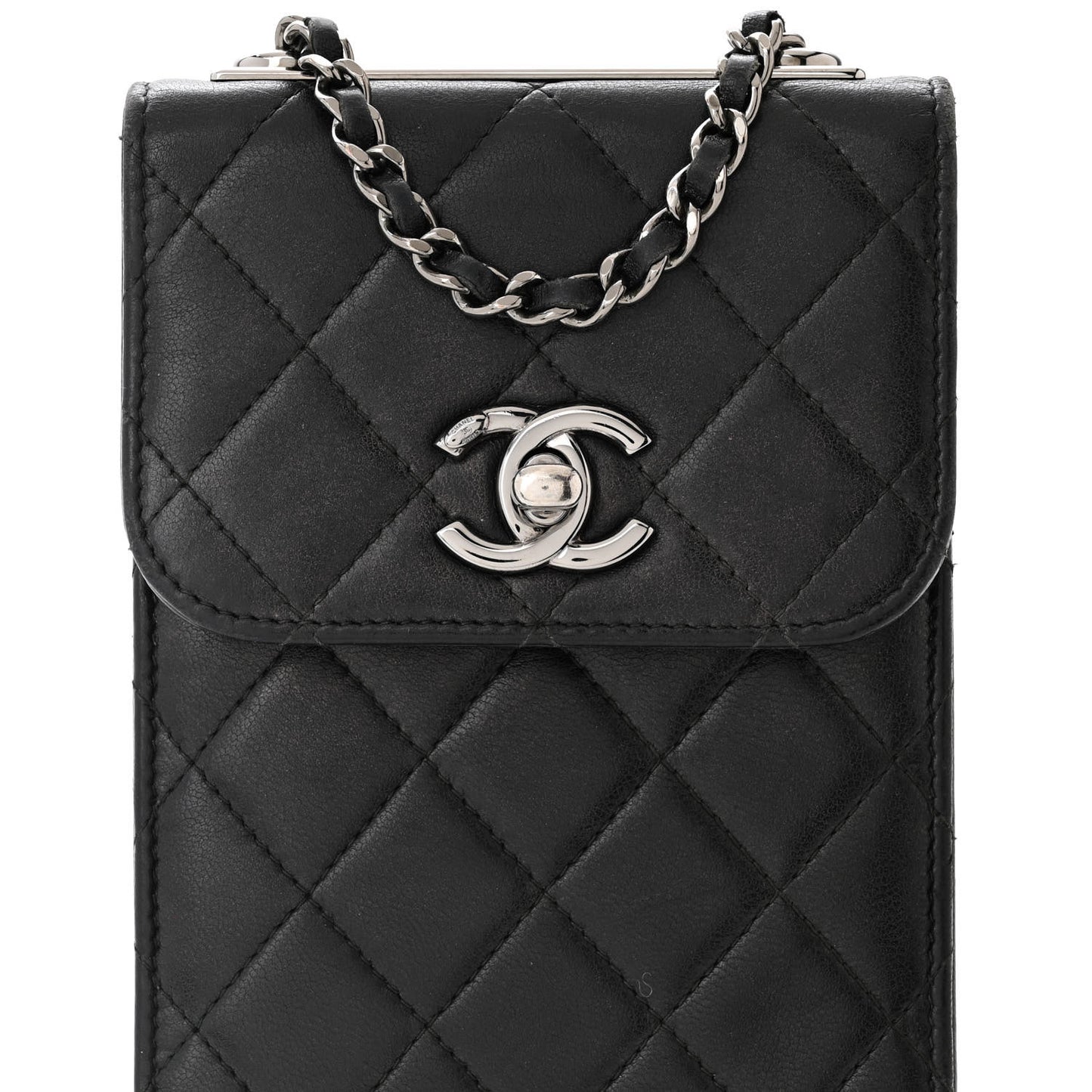 Lambskin Quilted Trendy CC Phone Holder Black