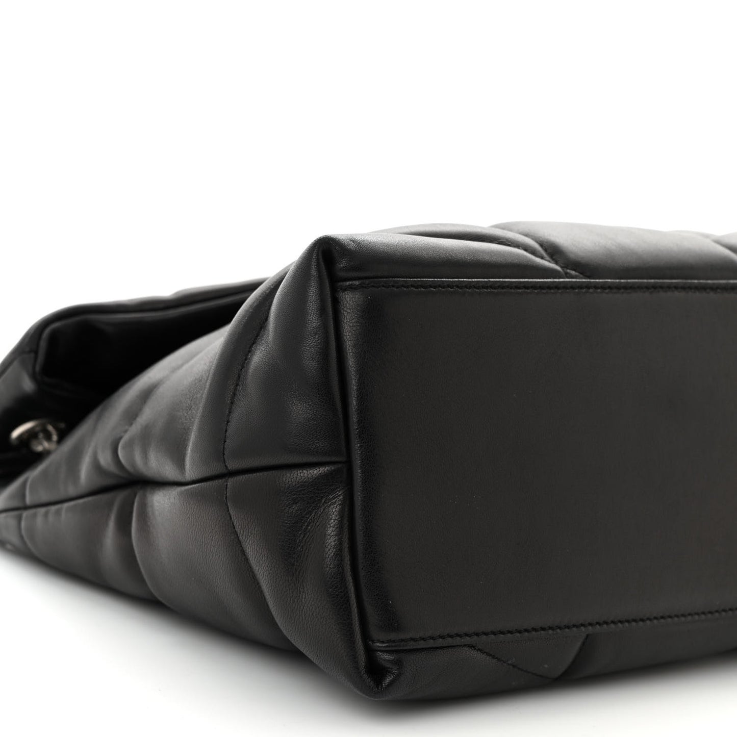 Lambskin Quilted Medium Loulou Puffer Monogram Chain Satchel Black