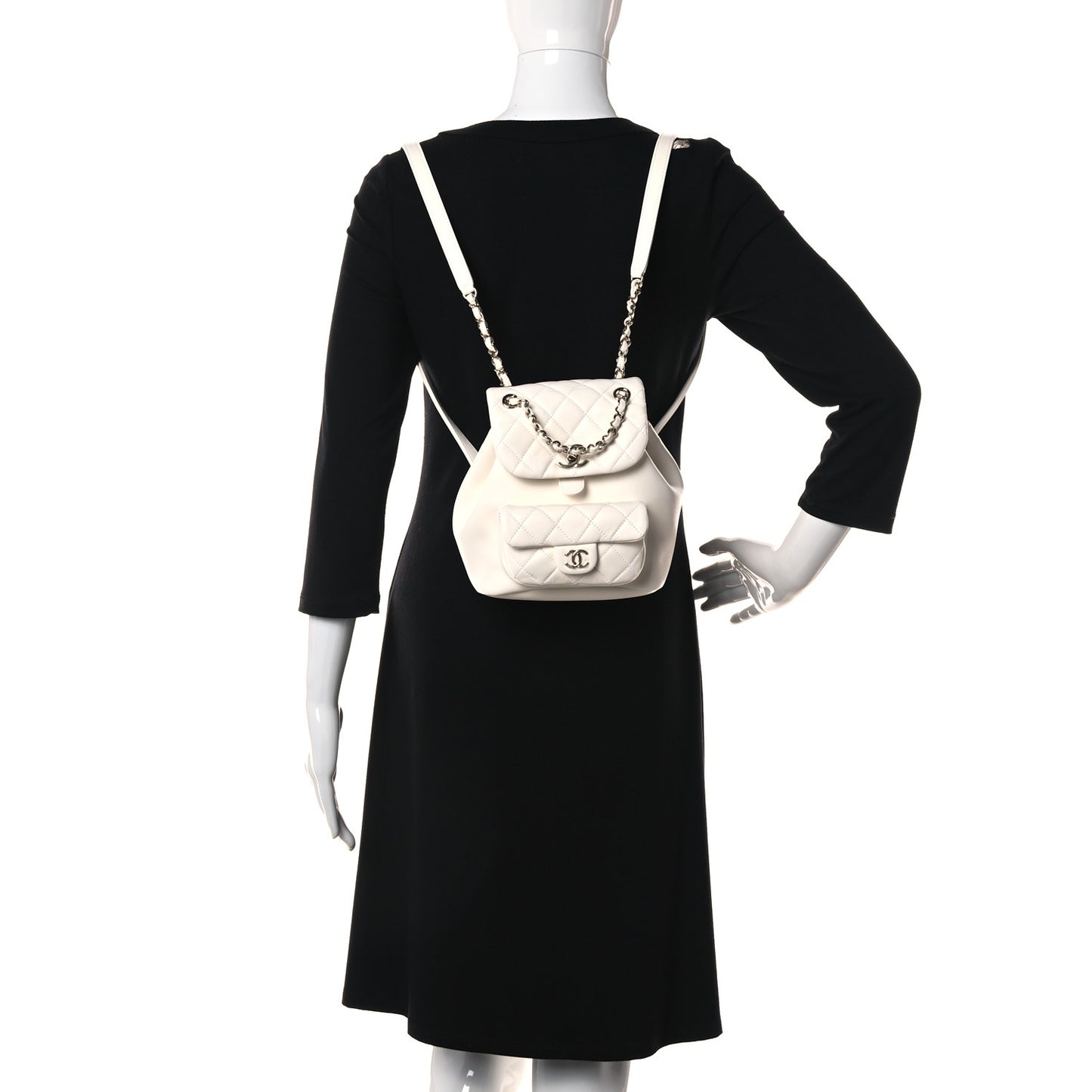 Lambskin Quilted Small Duma Drawstring Backpack White
