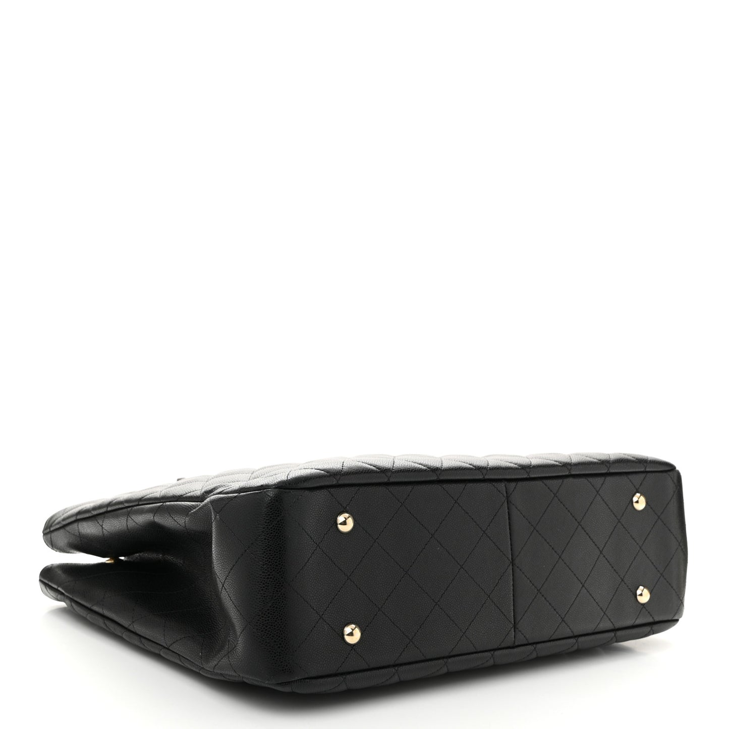 Caviar Quilted Large Shopping Tote Black