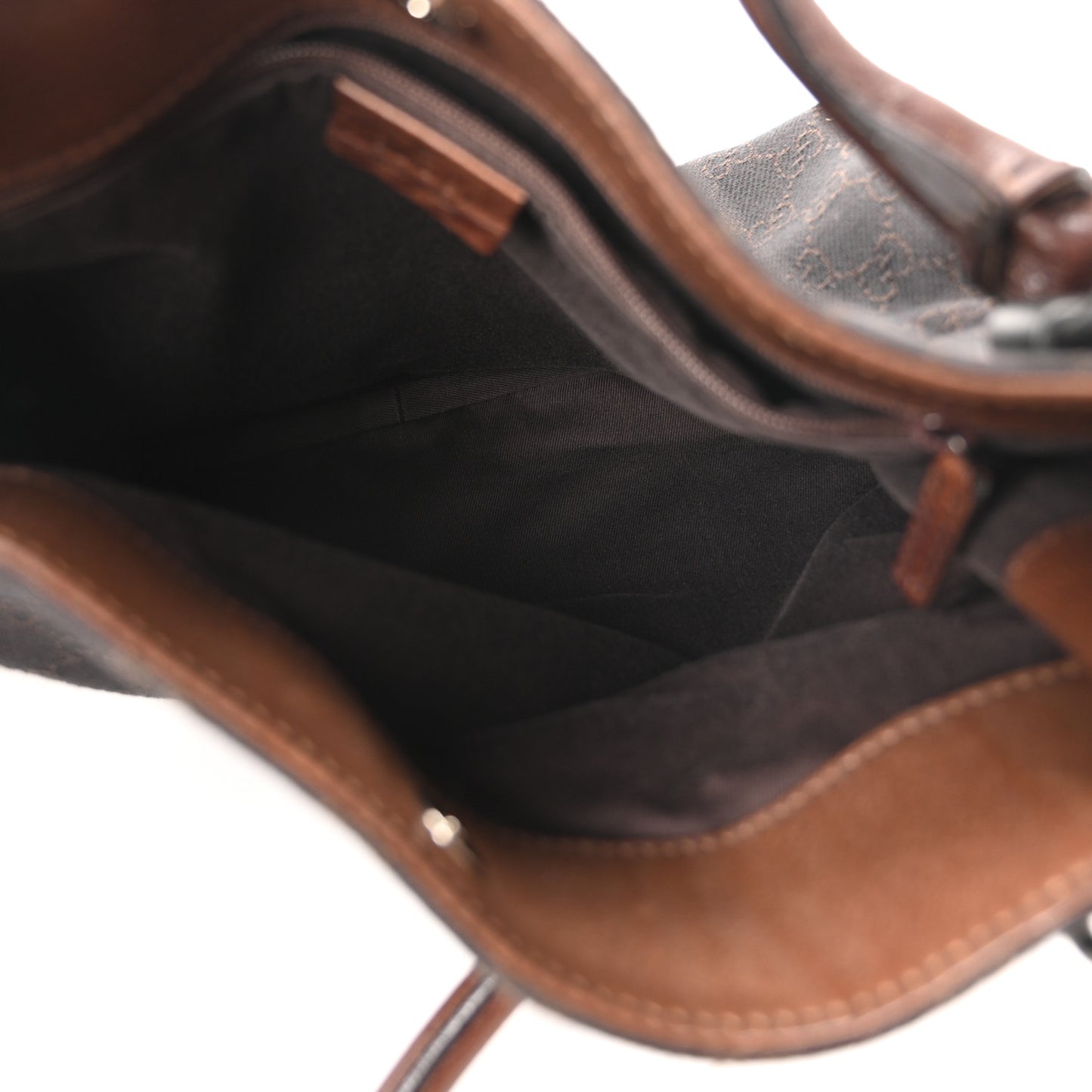 Monogram Denim GG Shoulder Bag Black Brown