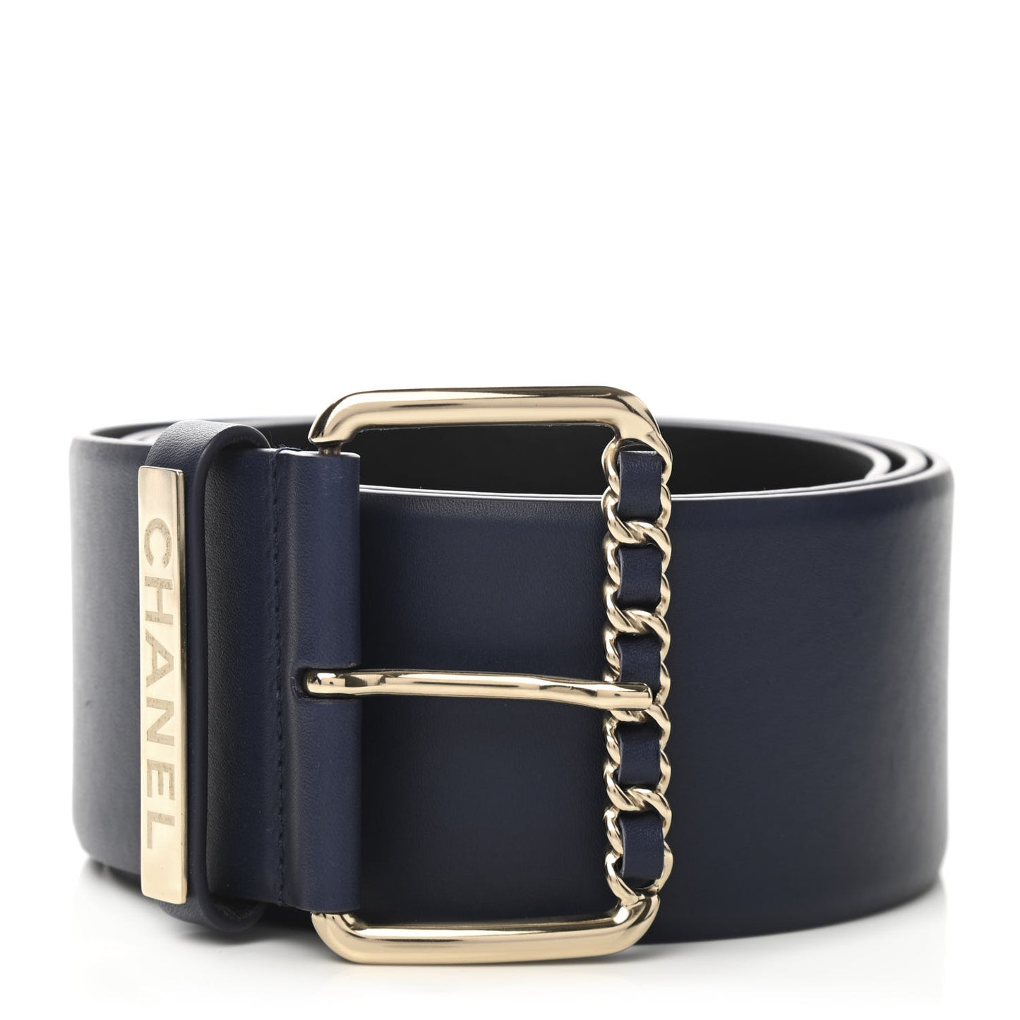 Calfskin Logo Chain Belt 95 38 Blue