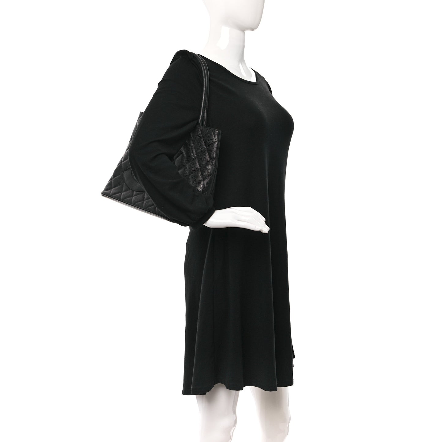 Caviar Quilted Medallion Tote Black