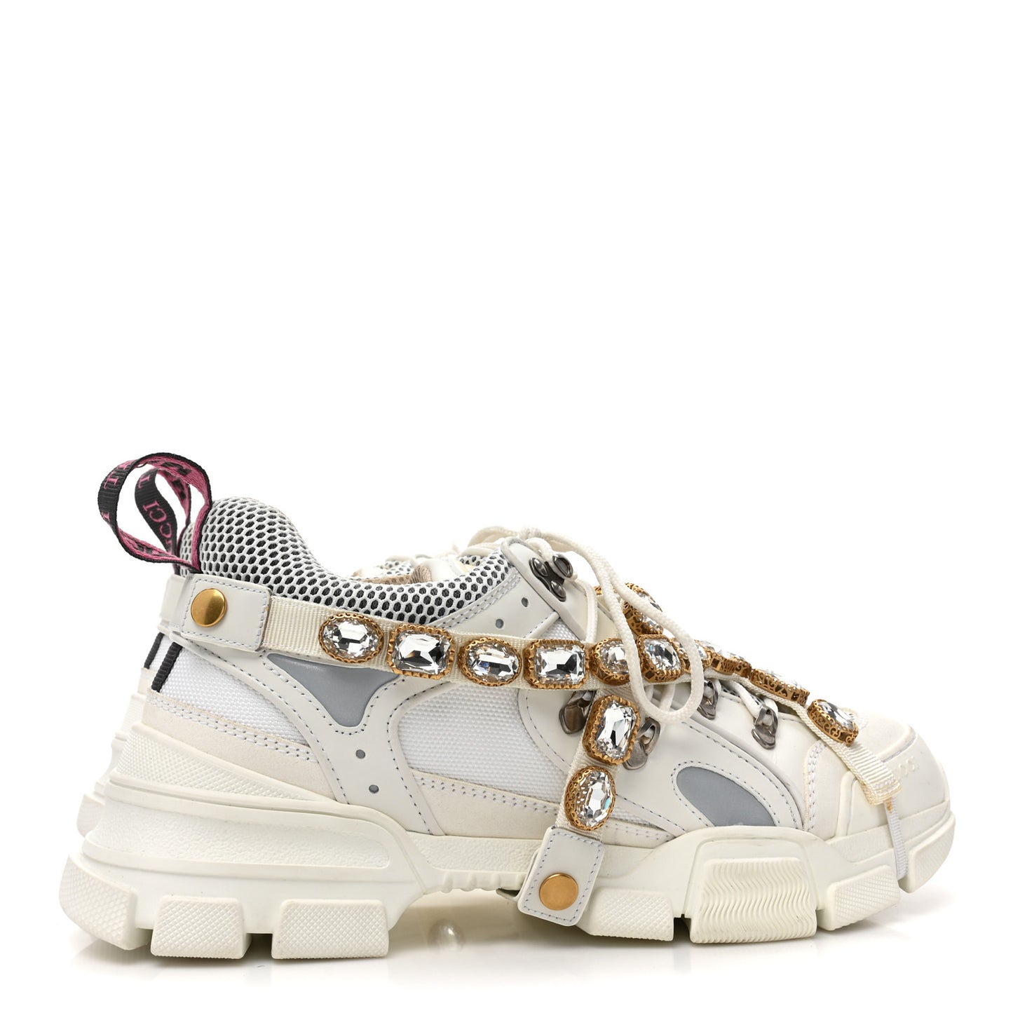 X SEGA Mesh Calfskin Suede Removable Crystals Mens Flashtrek Sneakers 10.5 Great White