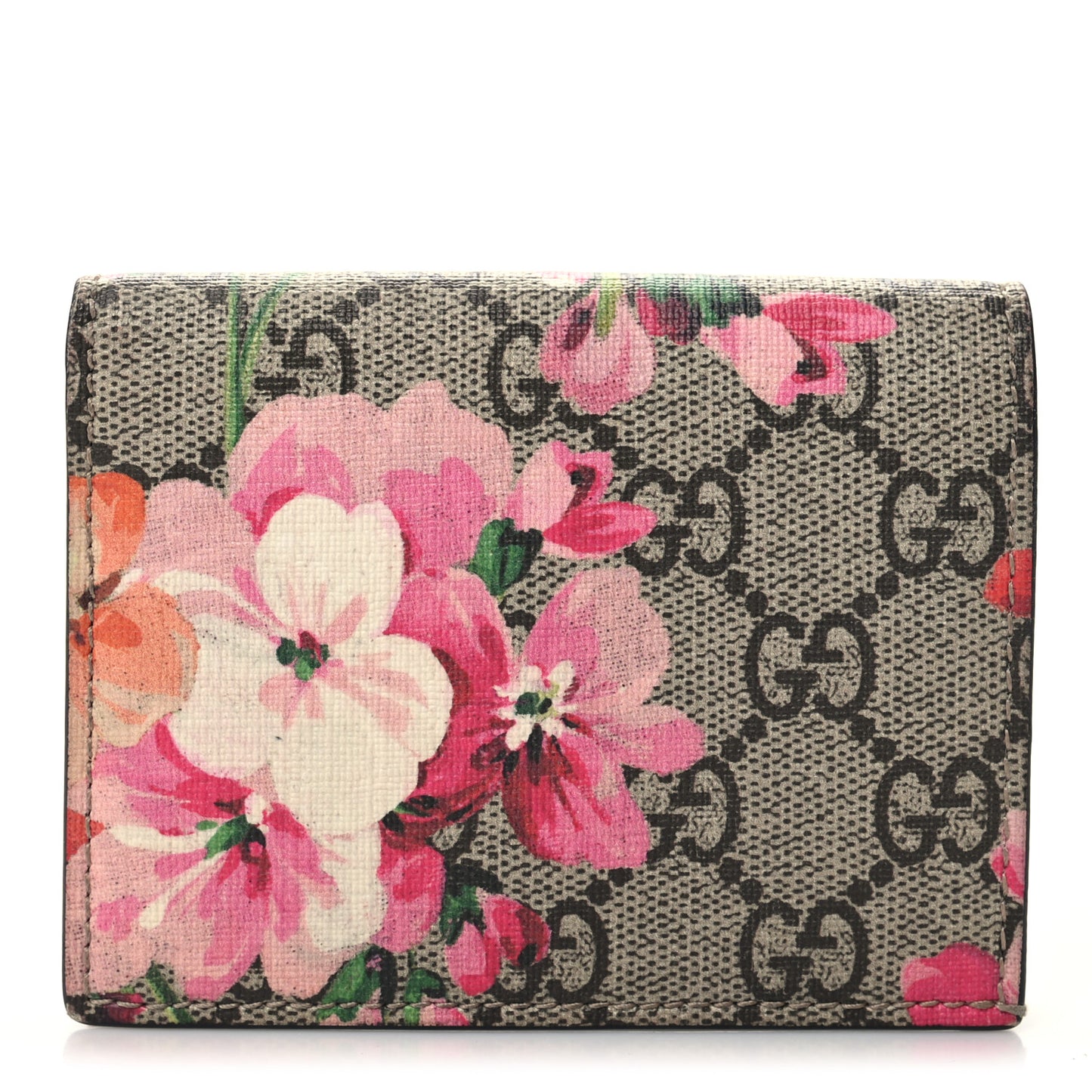 GG Supreme Monogram Blooms Card Case Beige Multicolor Dry Rose