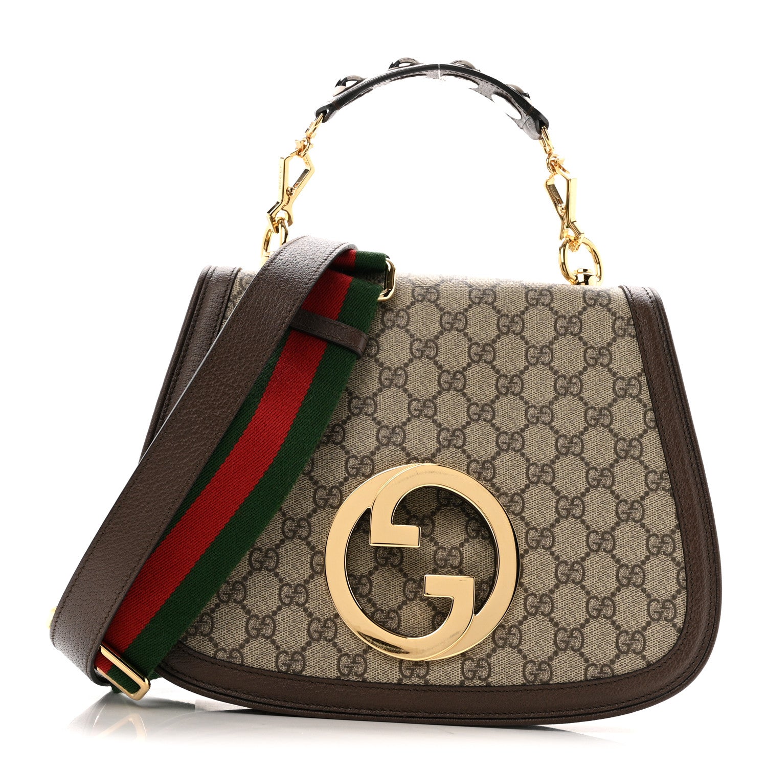 Gucci GG Supreme Monogram Textured Dollar Calfskin Web Medium