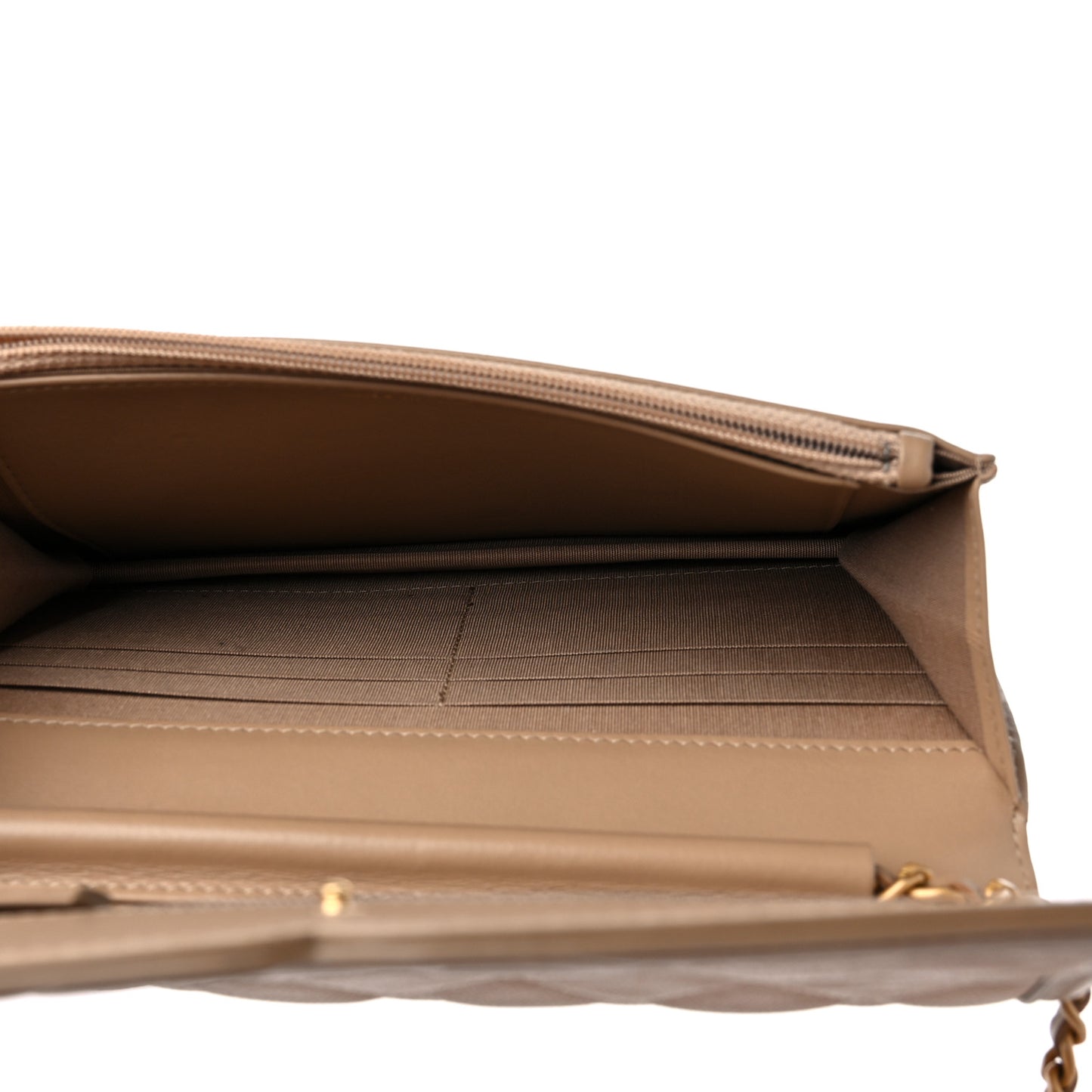 Caviar Quilted CC Filigree Wallet On Chain WOC Beige