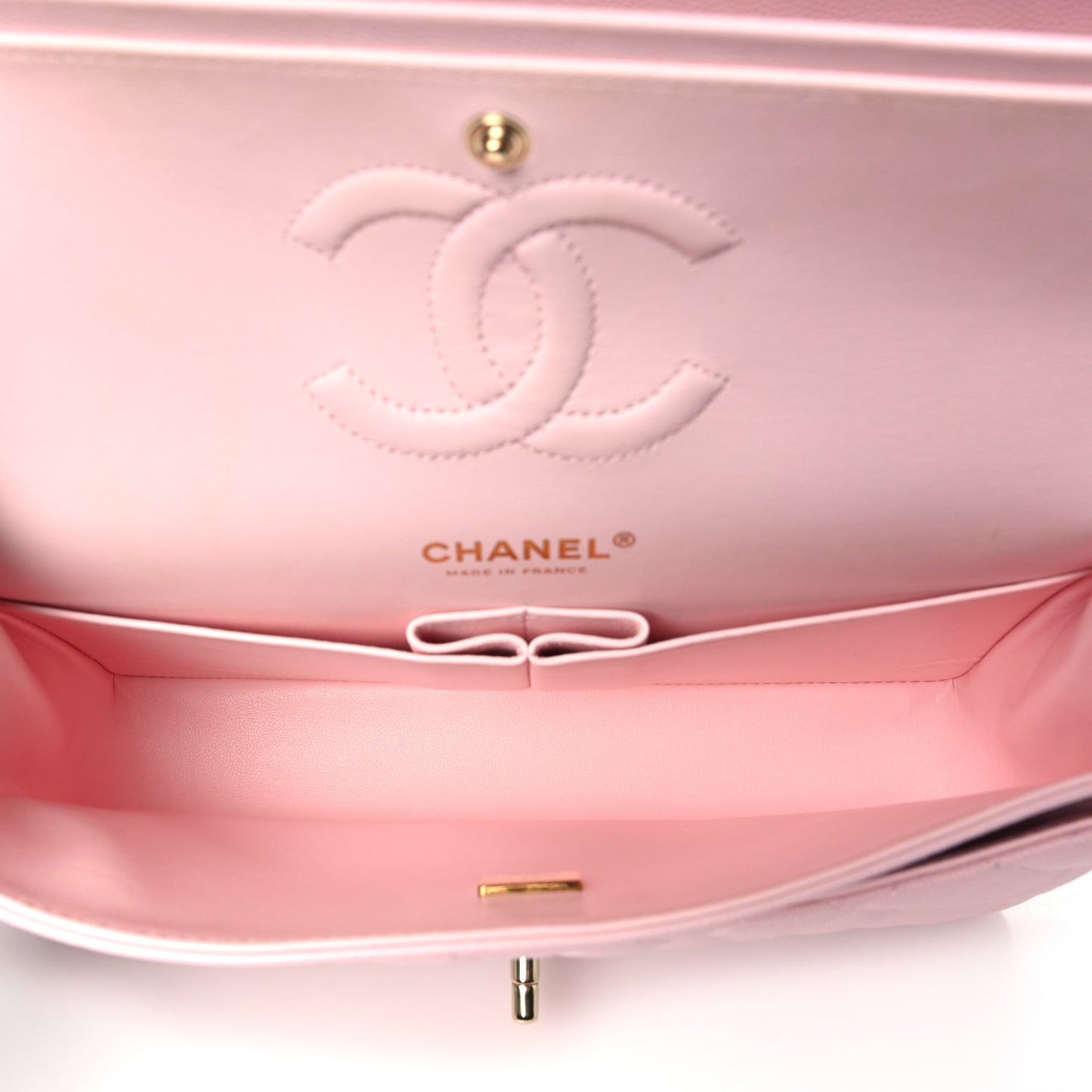 Caviar Quilted Medium Double Flap Light Pink