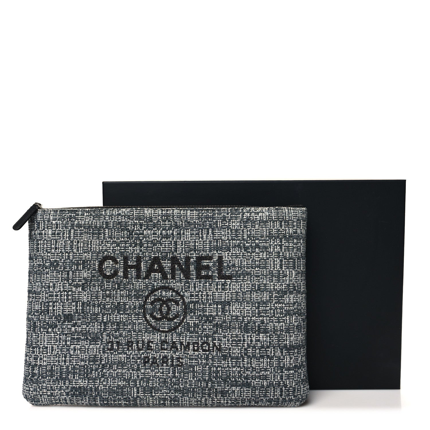Chanel Canvas Medium Deauville Cosmetic Pouch Grey 9 of 9