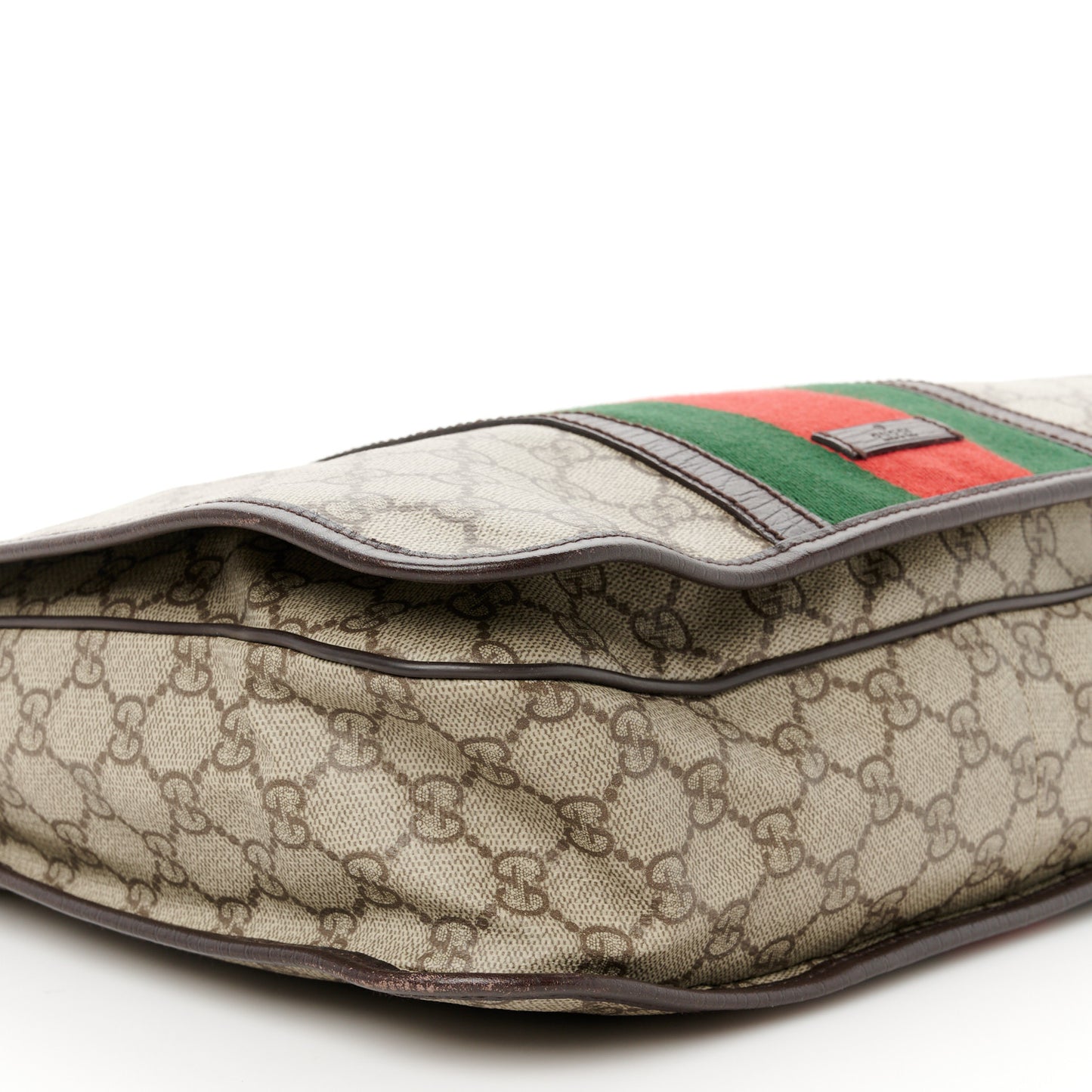 GG Plus Monogram Web Large Flap Messenger Bag Beige Dark Brown