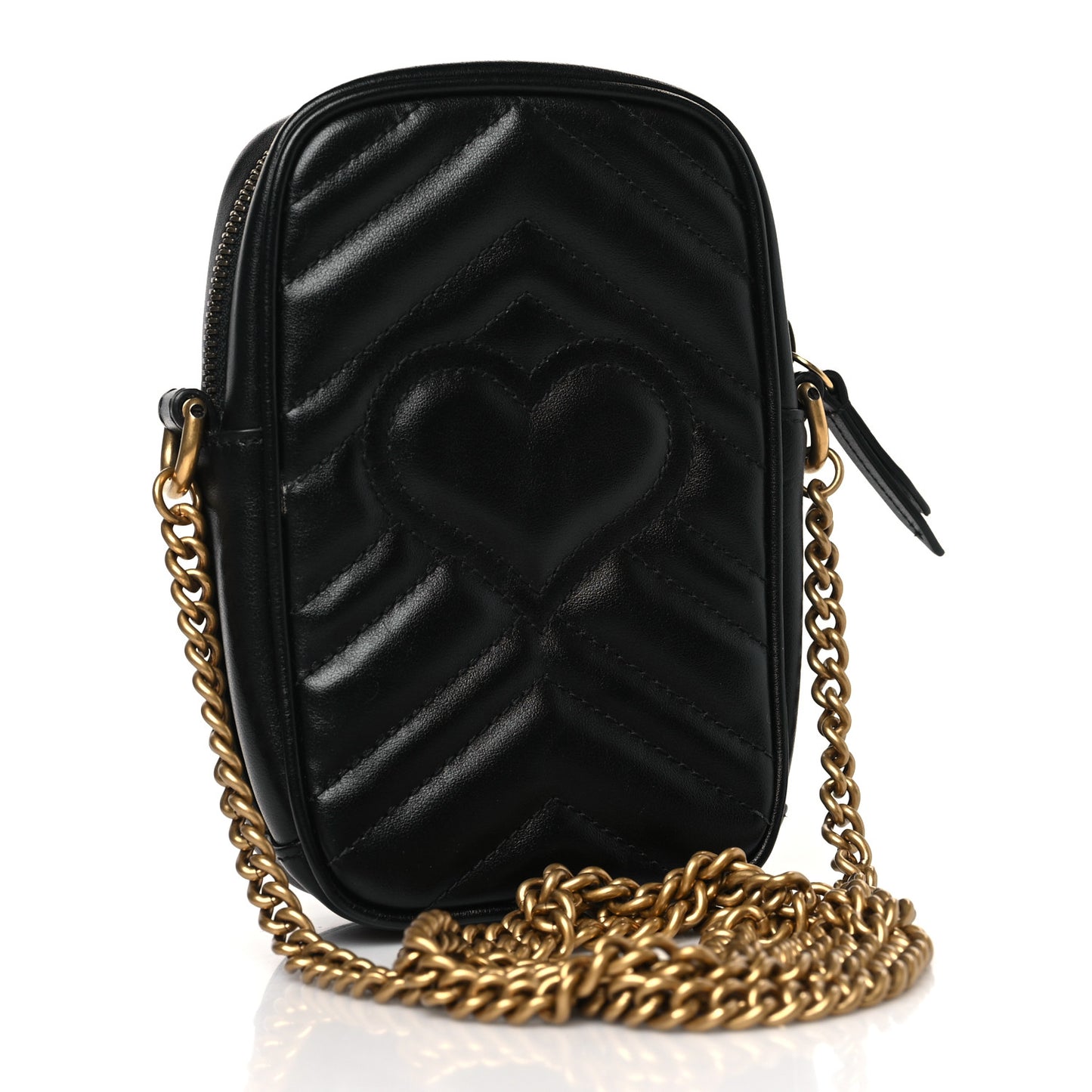Calfskin Matelasse Mini GG Marmont Crossbody Bag Black