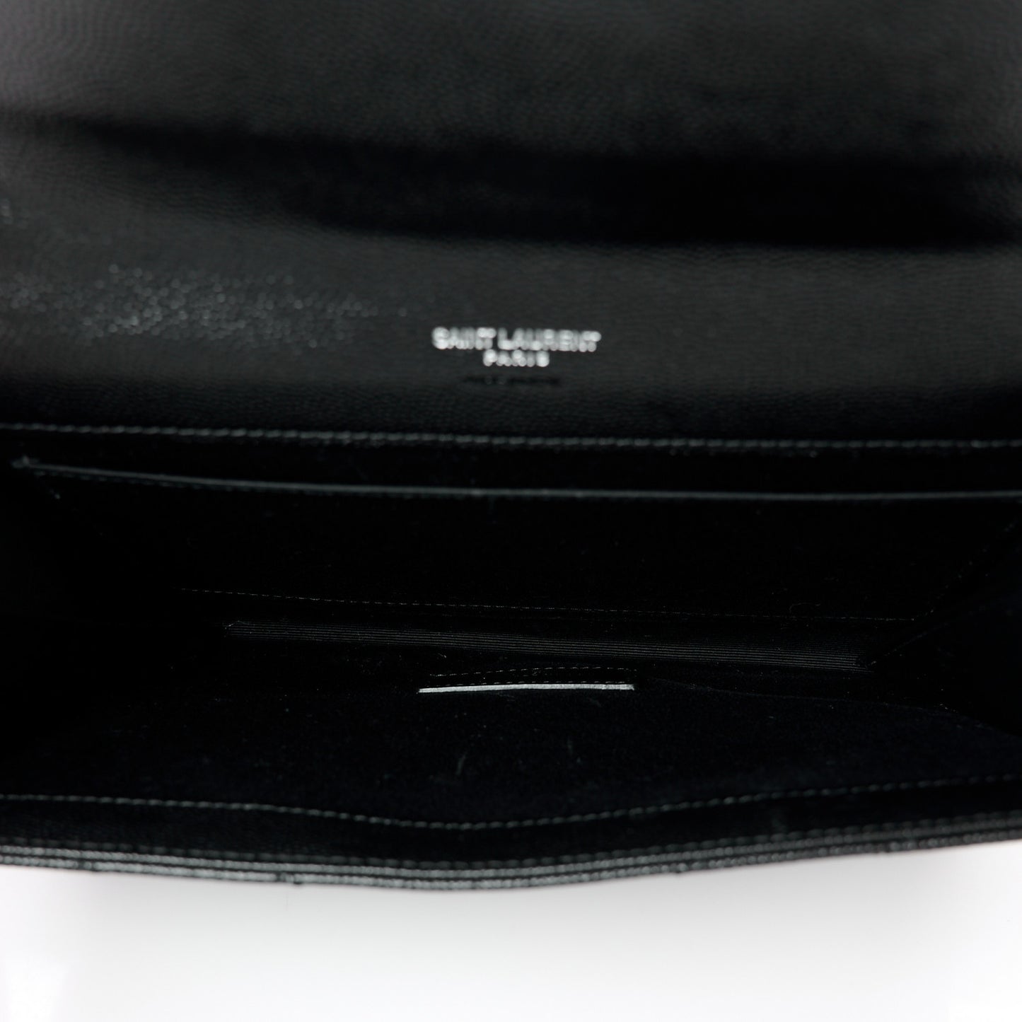 Grain De Poudre Matelasse Chevron Monogram Envelope Clutch Black