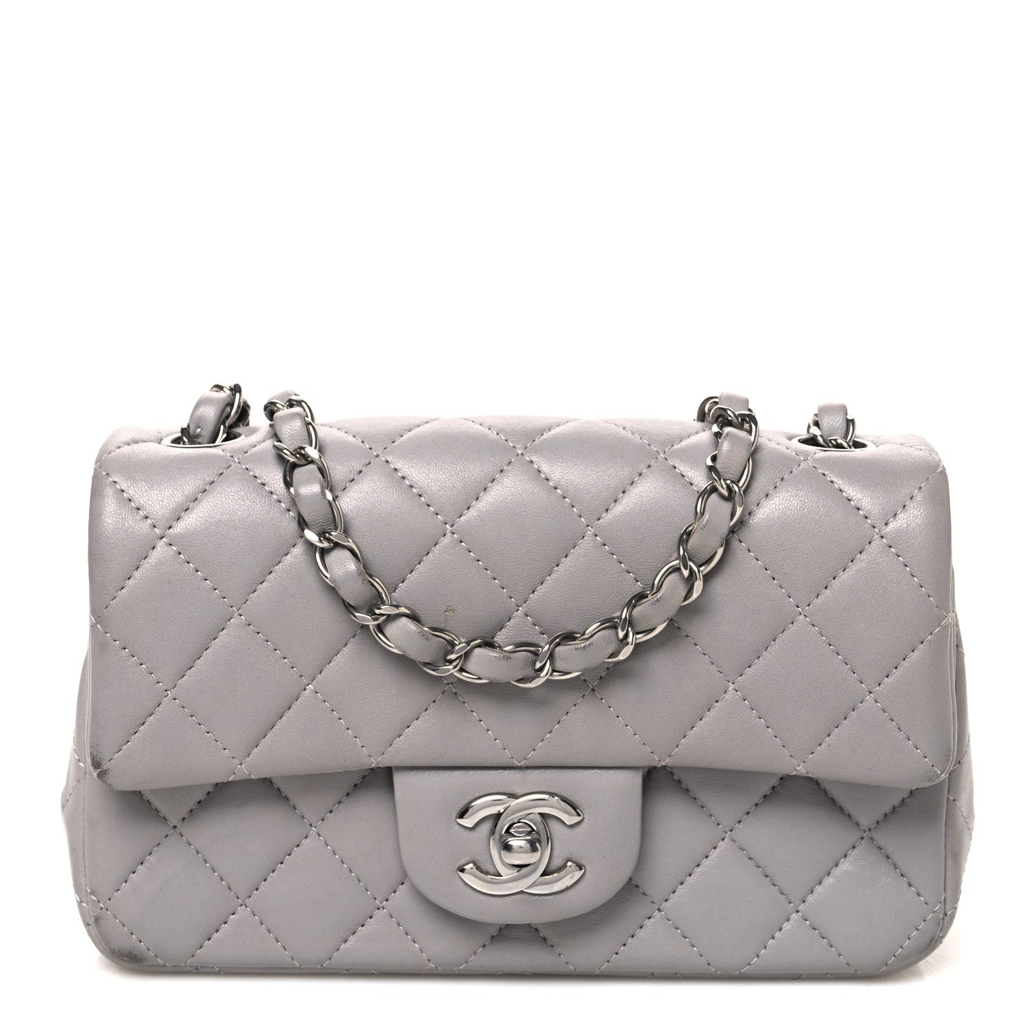 CHANEL グレー ボディバッグ キルティング Chanel Lambskin Quilted Mini Rectangular Flap Grey 1925557