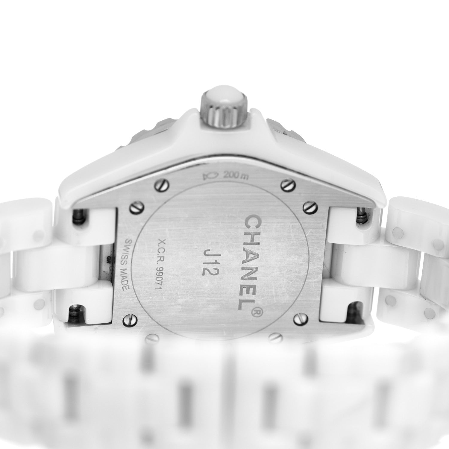 Chanel Stainless Steel Ceramic Diamond 33mm J12 Quartz Watch White 4 of 5