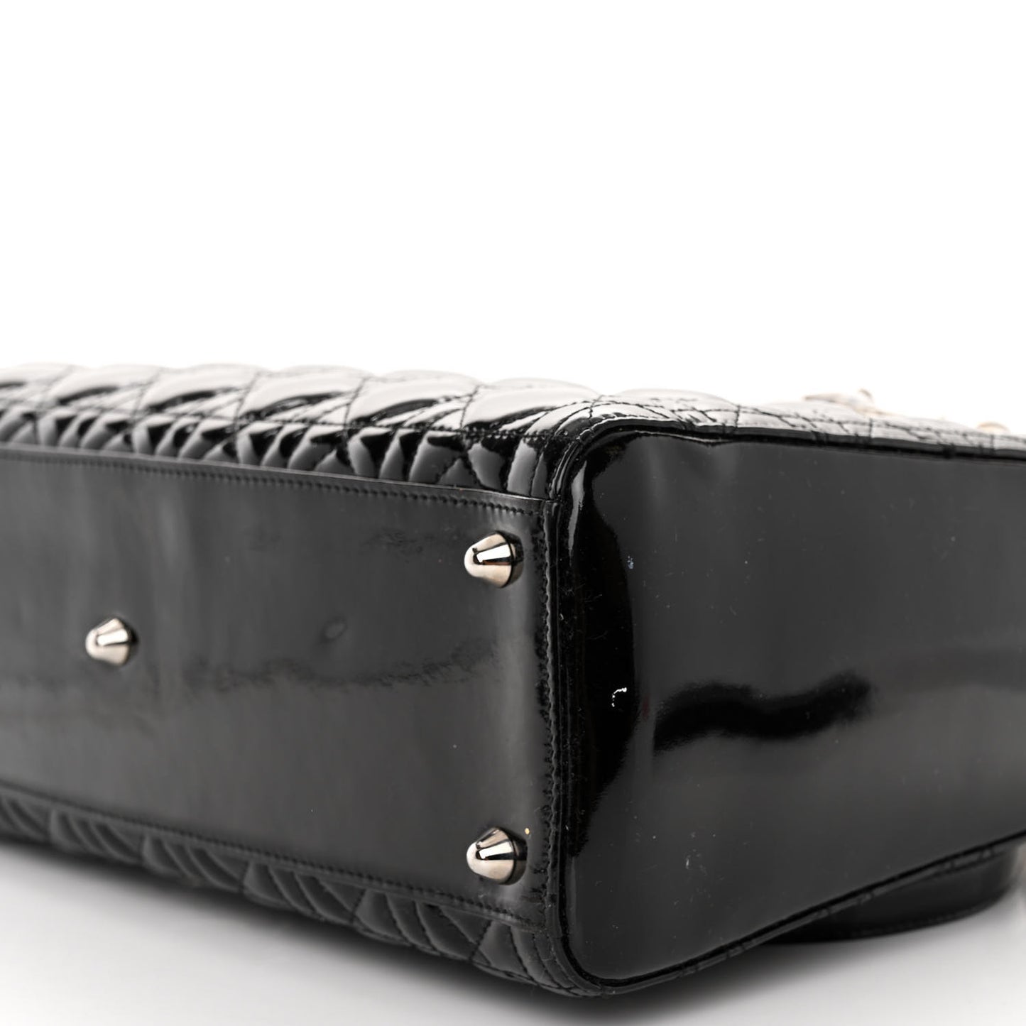 CHRISTIAN DIOR Patent Cannage Large Lady Dior Black