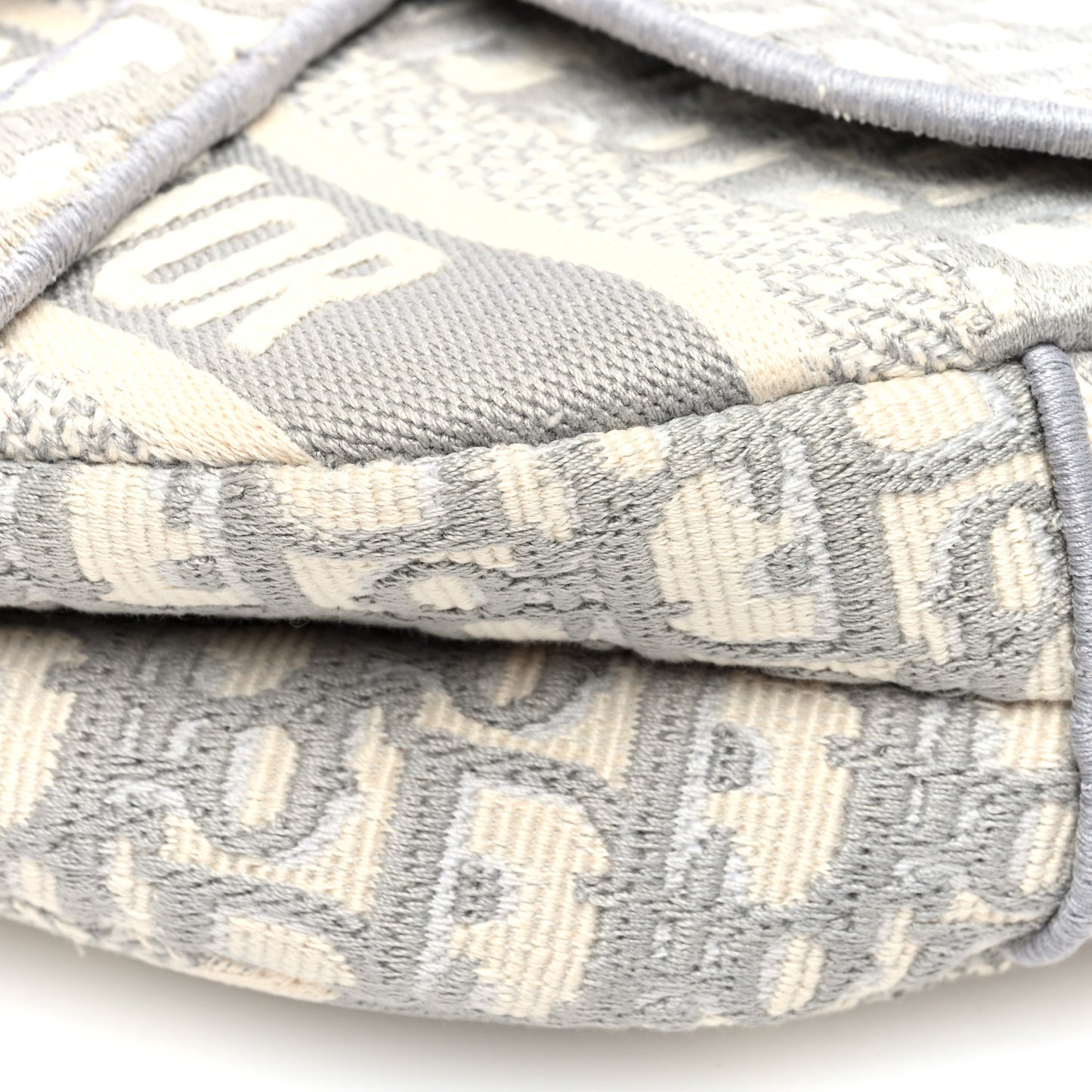 Oblique Embroidered Saddle Bag Gray
