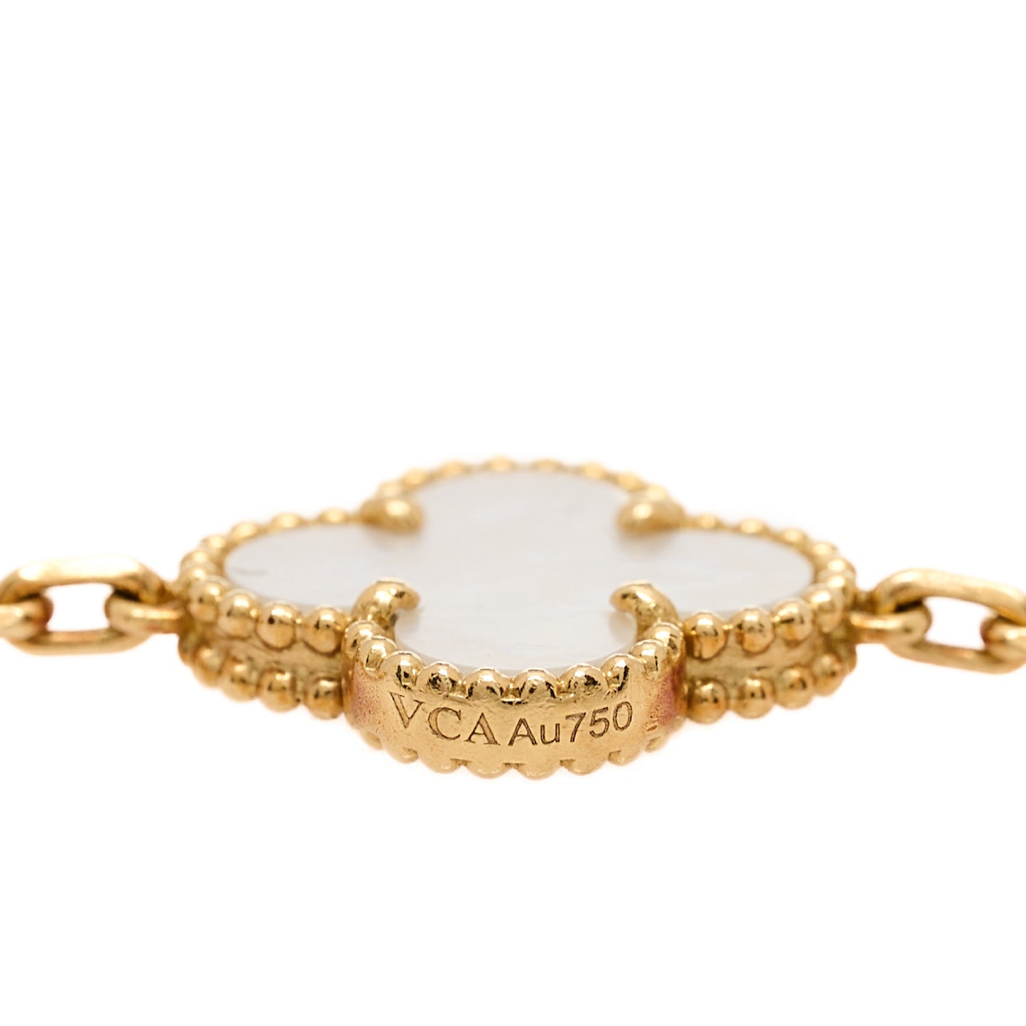 18K Yellow Gold Mother of Pearl 5 Motifs Vintage Alhambra Bracelet