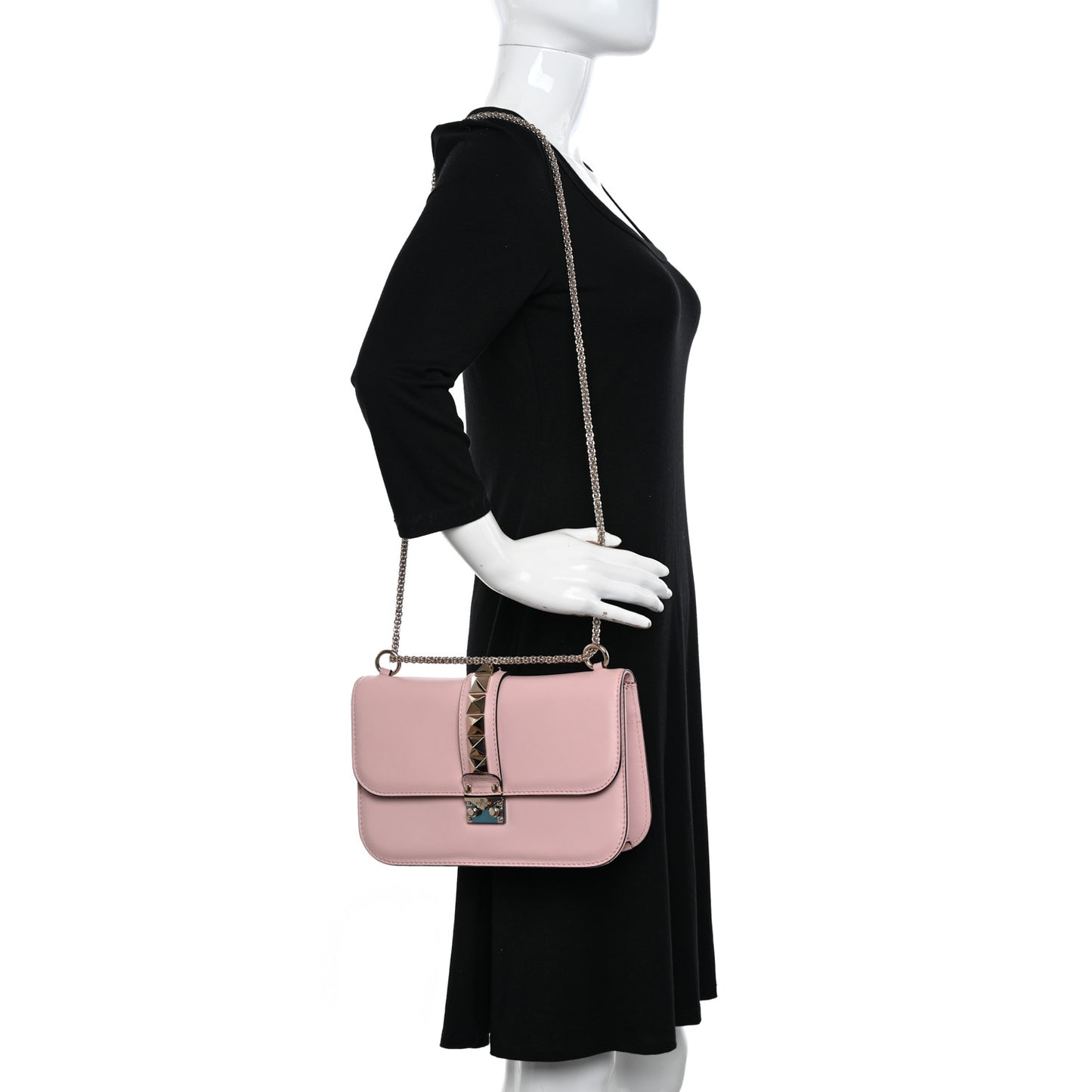 Vitello Medium Glam Lock Rockstud Flap Water Rose