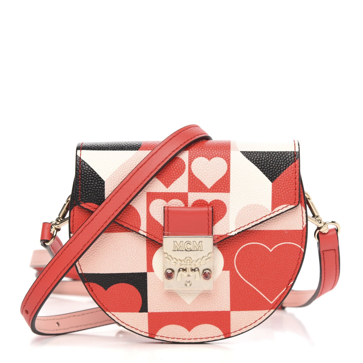 Calfskin Cubic Valentine Crossbody Wallet Multicolor