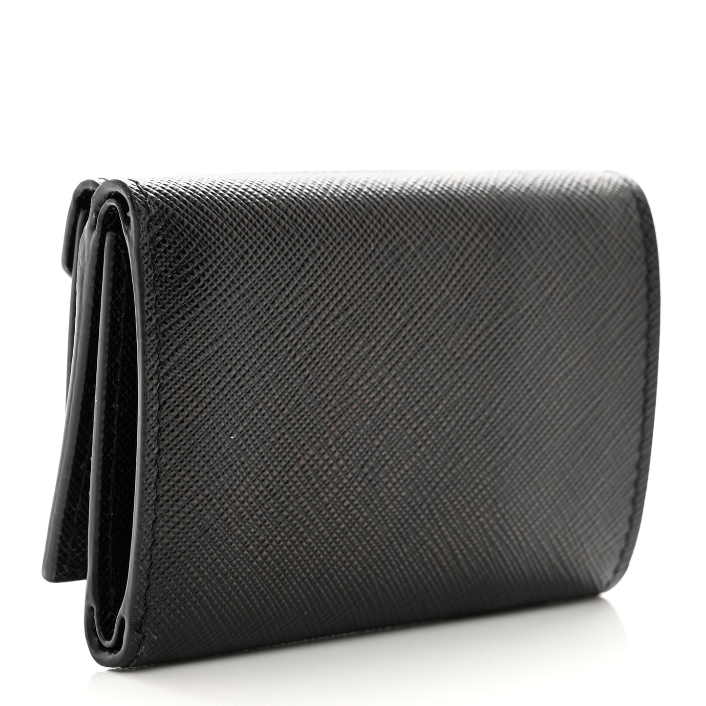 Saffiano Metal Tri-Fold Envelope Card Holder Wallet Black