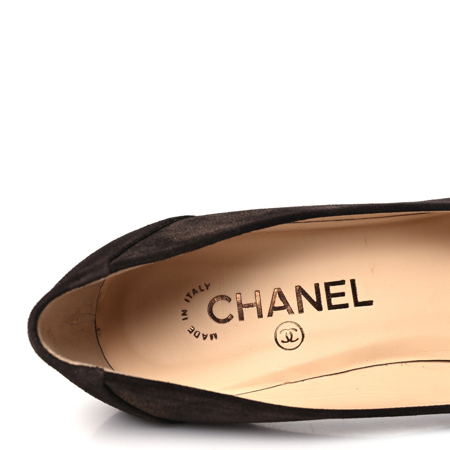 Coated Suede CC Cap Toe Pumps 38.5 Black Brown