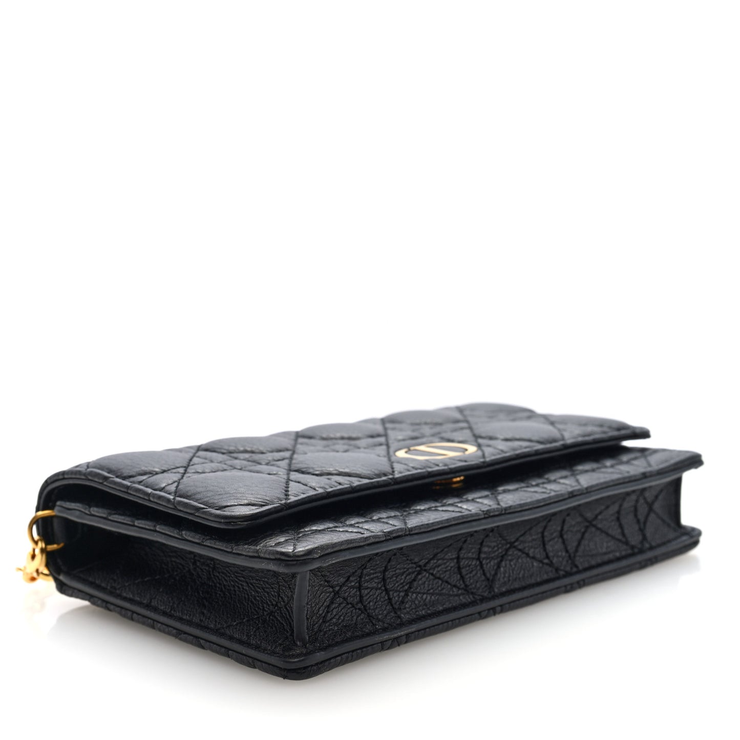 Supple Calfskin Caro Pouch with Chain Black