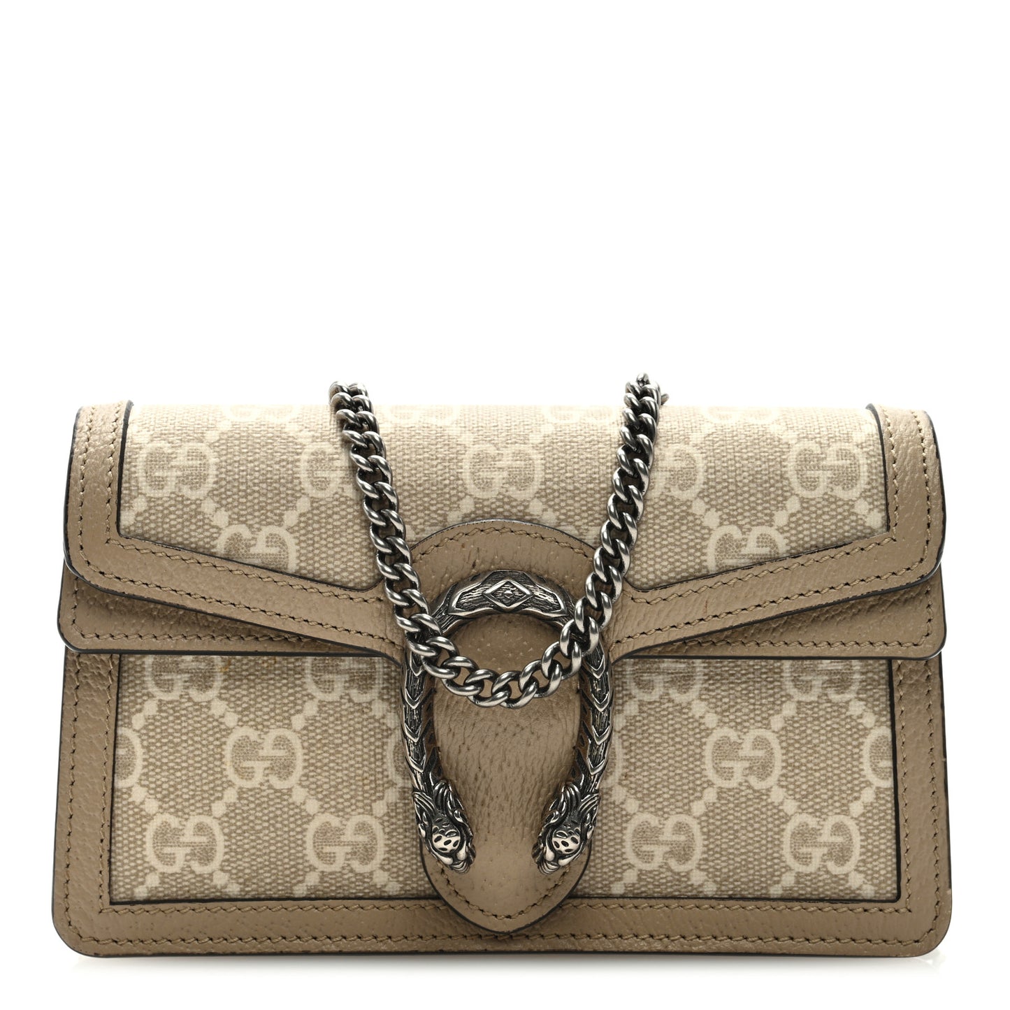 GG Supreme Monogram Textured Dollar Calfskin Super Mini Dionysus Shoulder Bag Beige Mystic White Oatmeal