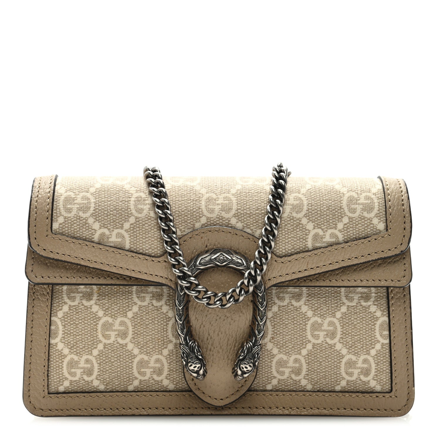 Gucci GG Supreme Monogram Textured Dollar Calfskin Super Mini Dionysus Shoulder Bag Beige Mystic White Oatmeal 1 of 9
