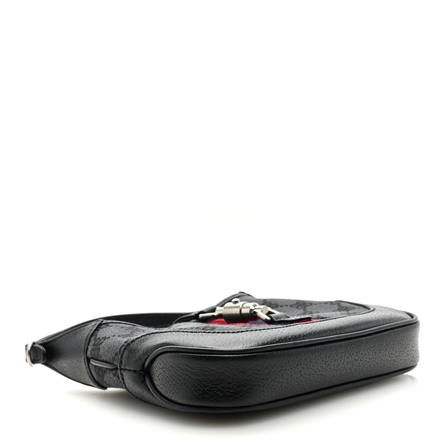 X BALENCIAGA BB Monogram Calfskin Web Mini Jackie 1961 Hobo Black