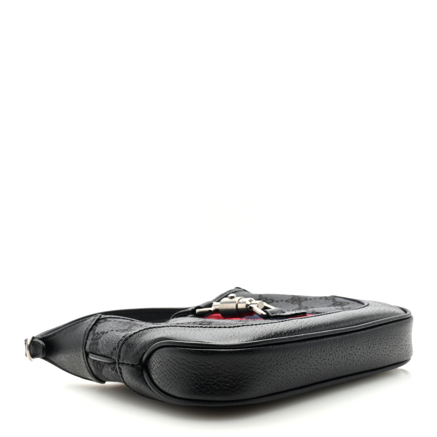 Gucci X BALENCIAGA BB Monogram Calfskin Web Mini Jackie 1961 Hobo Black 4 of 8