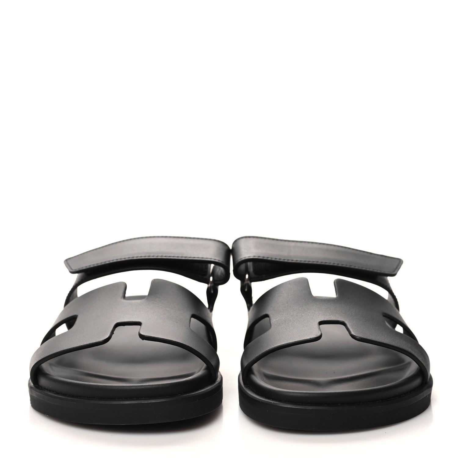 Hermes Calfskin Womens Chypre Sandals 37.5 Black 2 of 9