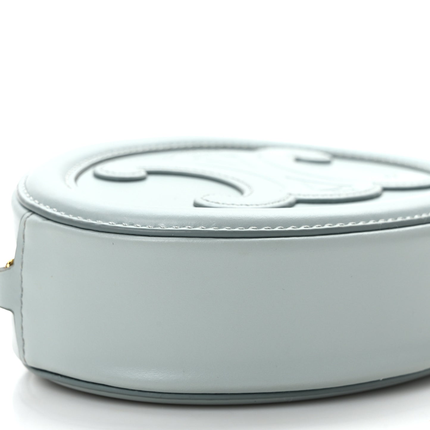 Smooth Calfskin Cuir Small Triomphe Oval Crossbody Purse Soft Blue