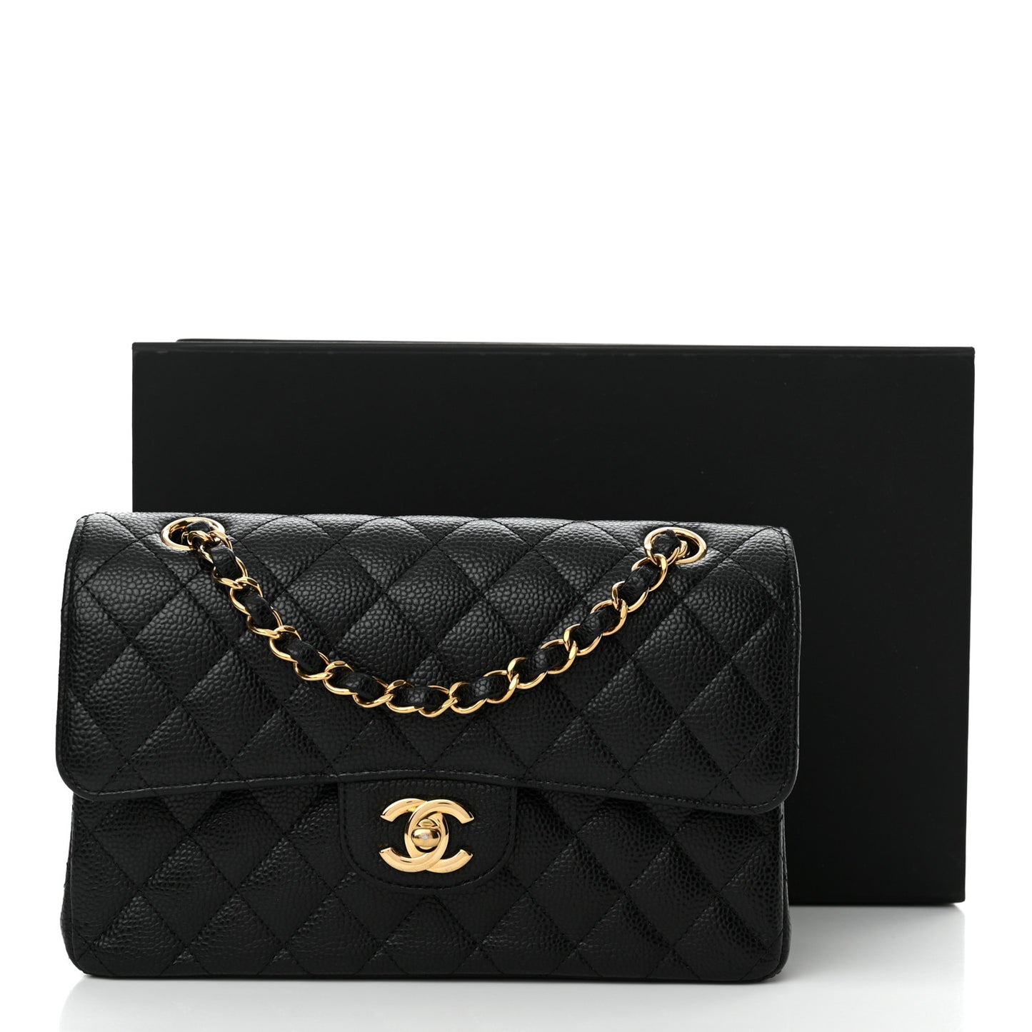 Caviar Quilted Small Double Flap Black