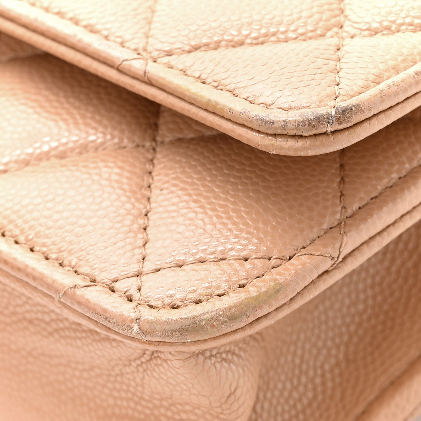 Caviar Quilted Wallet on Chain WOC Dark Beige