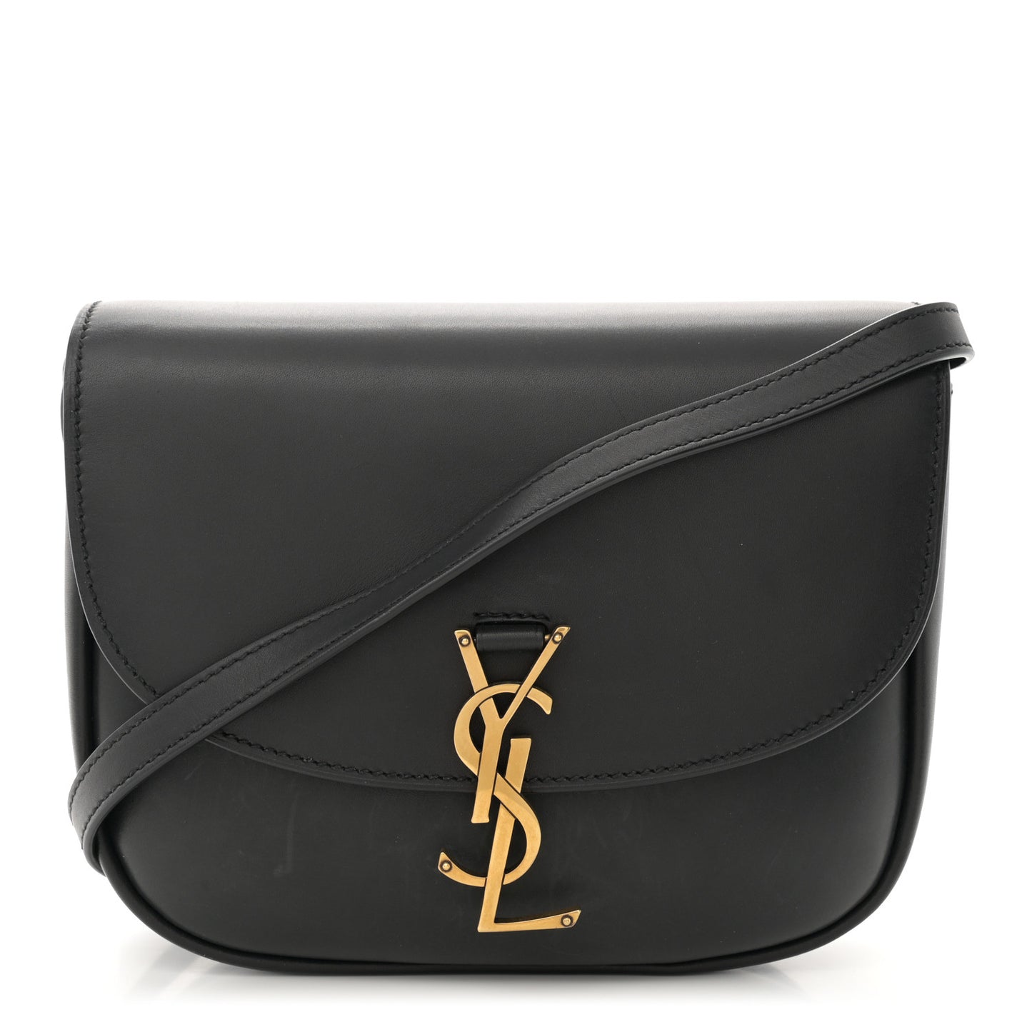 Smooth Calfskin Monogram Medium Kaia Satchel Black